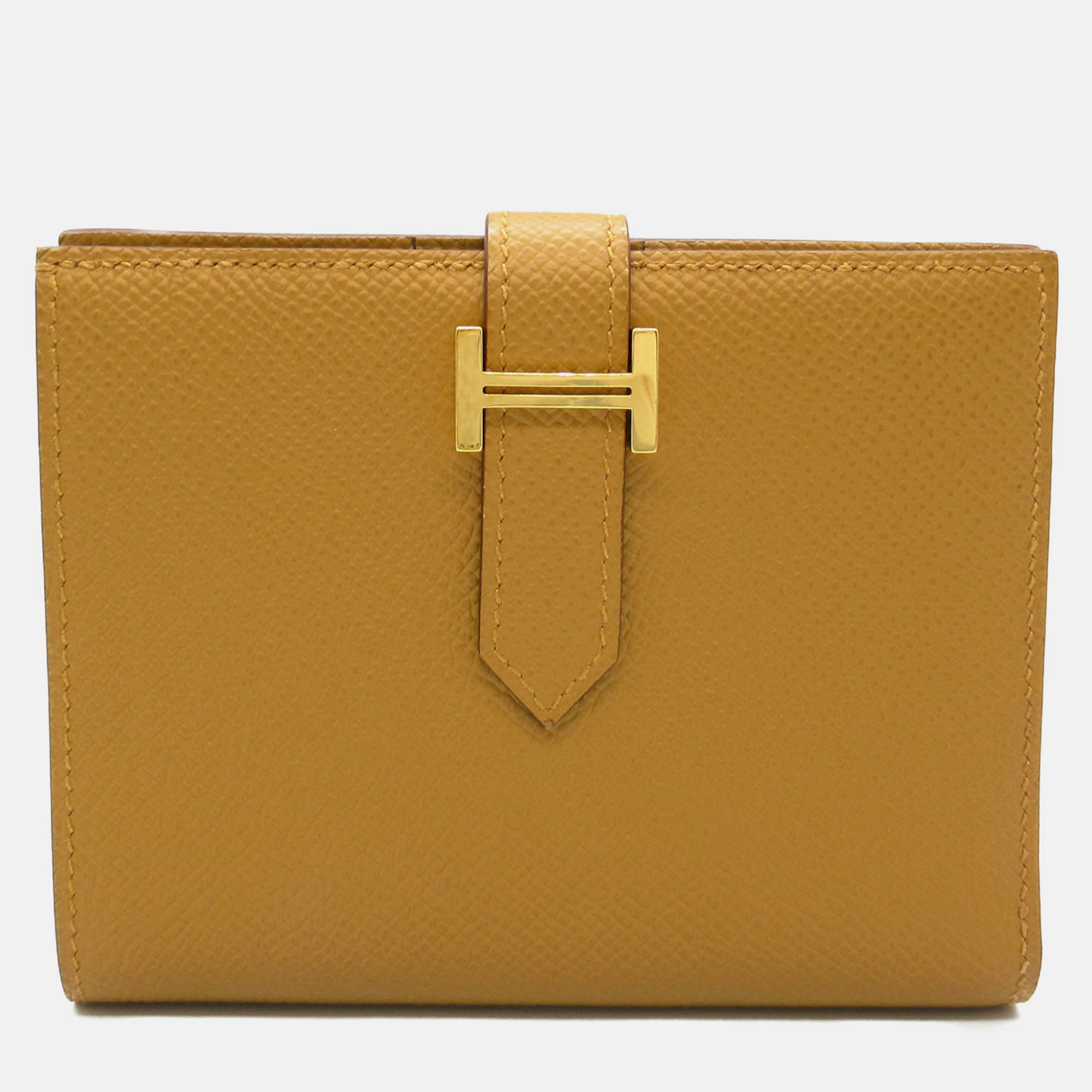 

Hermes Yellow Leather Bearn Short Wallet