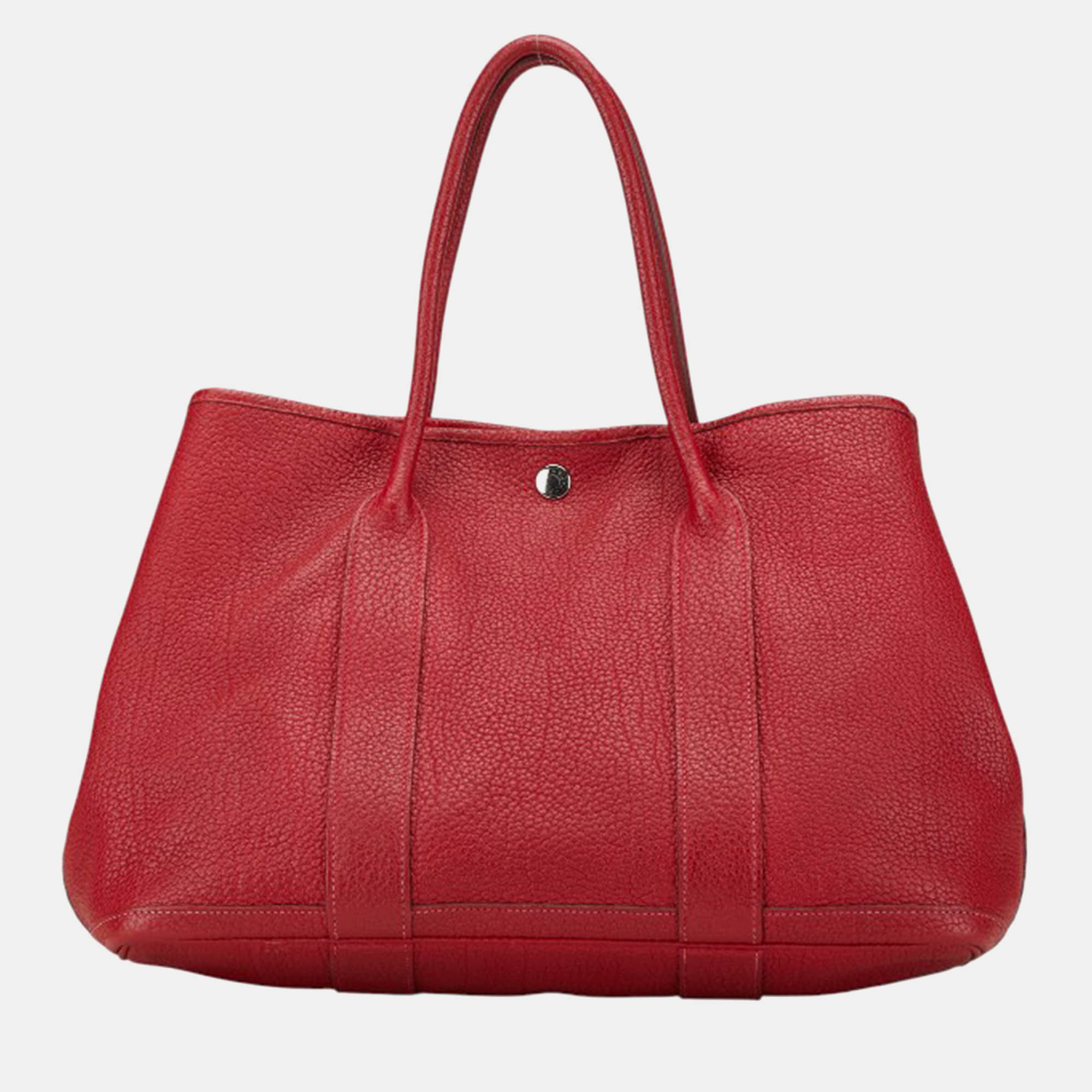 

Hermes Red Leather Garden Party PM Handbag