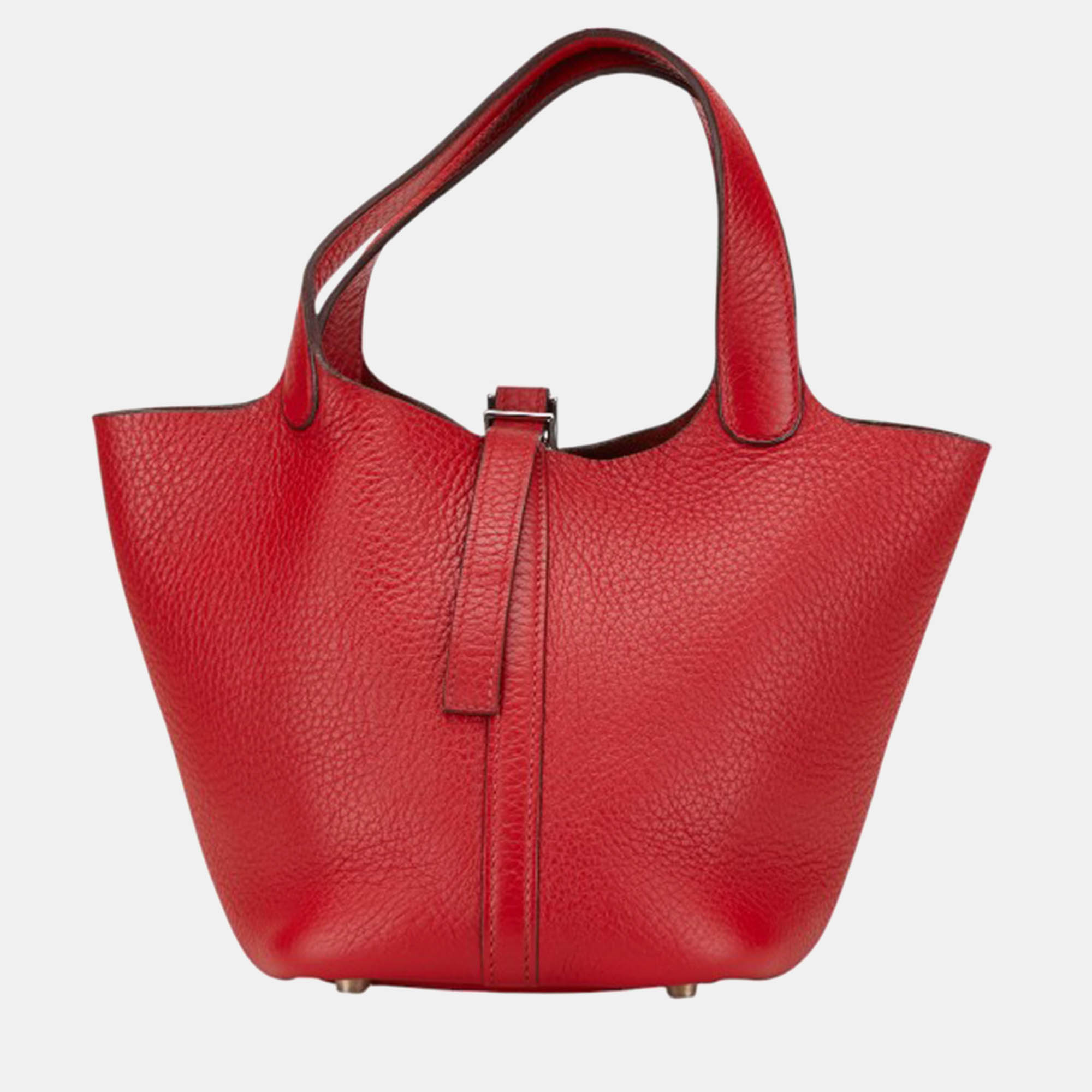 

Hermes Red Leather Picotin Lock 18 PM Handbag