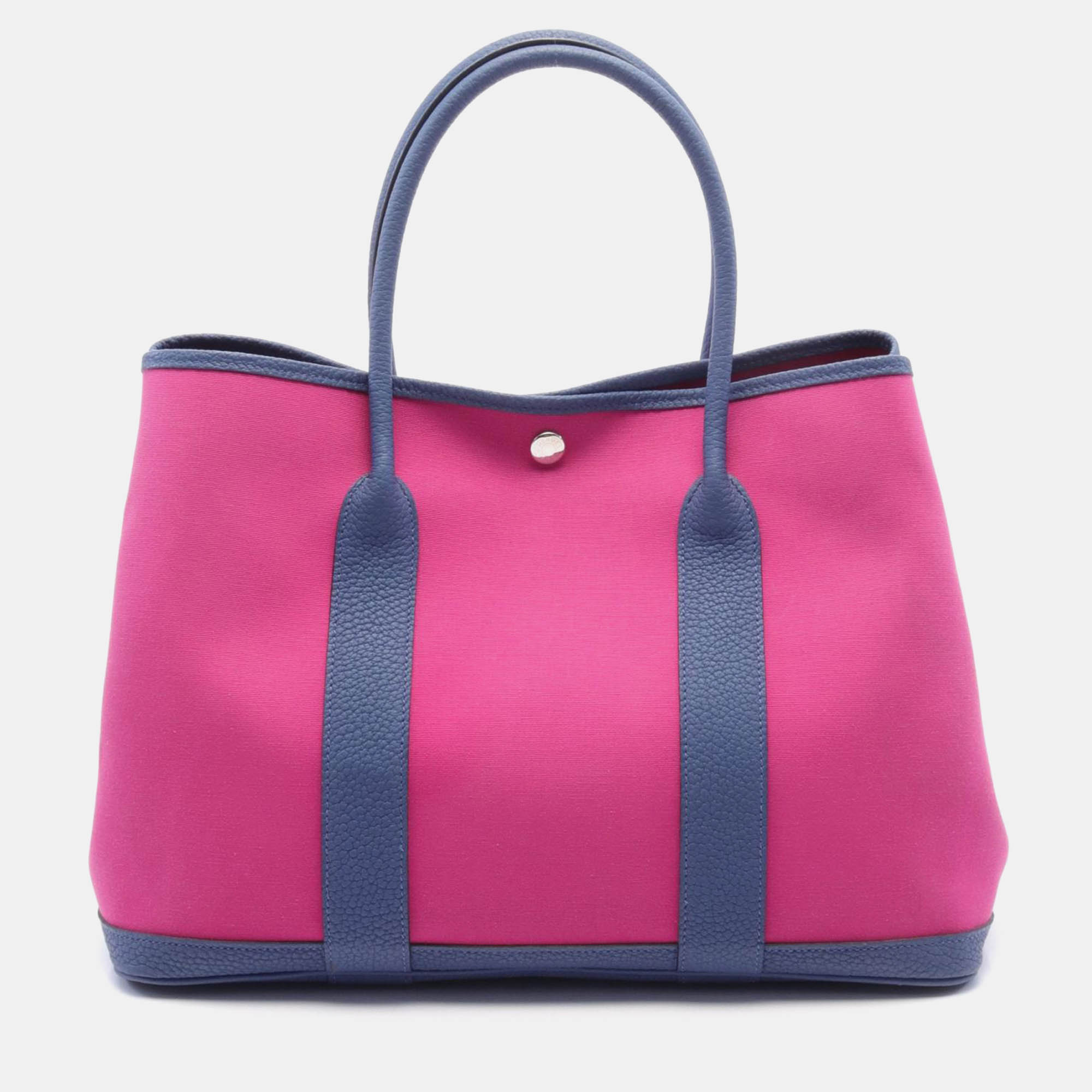 

Hermes Pink Canvas & Leather Garden Party PM Tote Bag, Navy blue