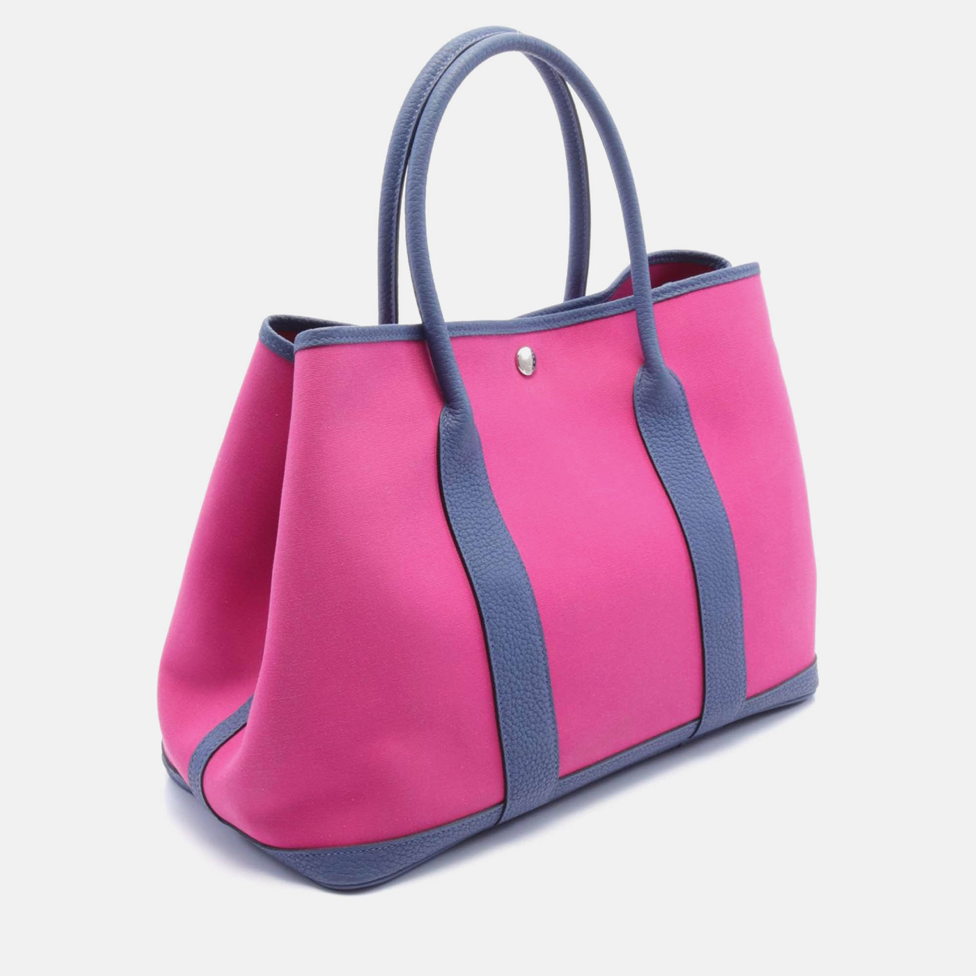 Hermes Pink Canvas & Leather Garden Party PM Tote Bag 