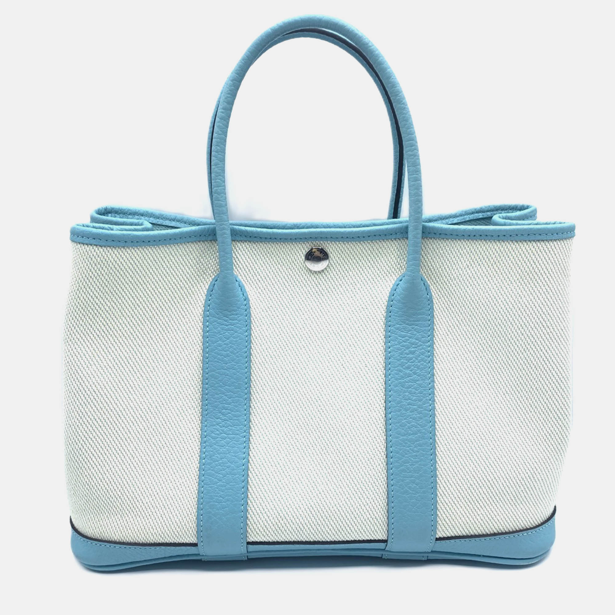 

Hermes White Canvas Garden Party 30 TPM Handbag, Blue