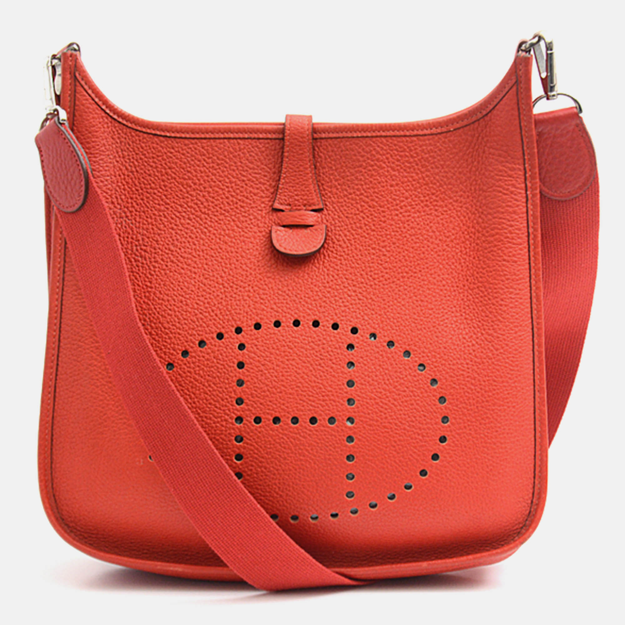 

Hermes Red Leather Evelyne II PM Crossbody Bag