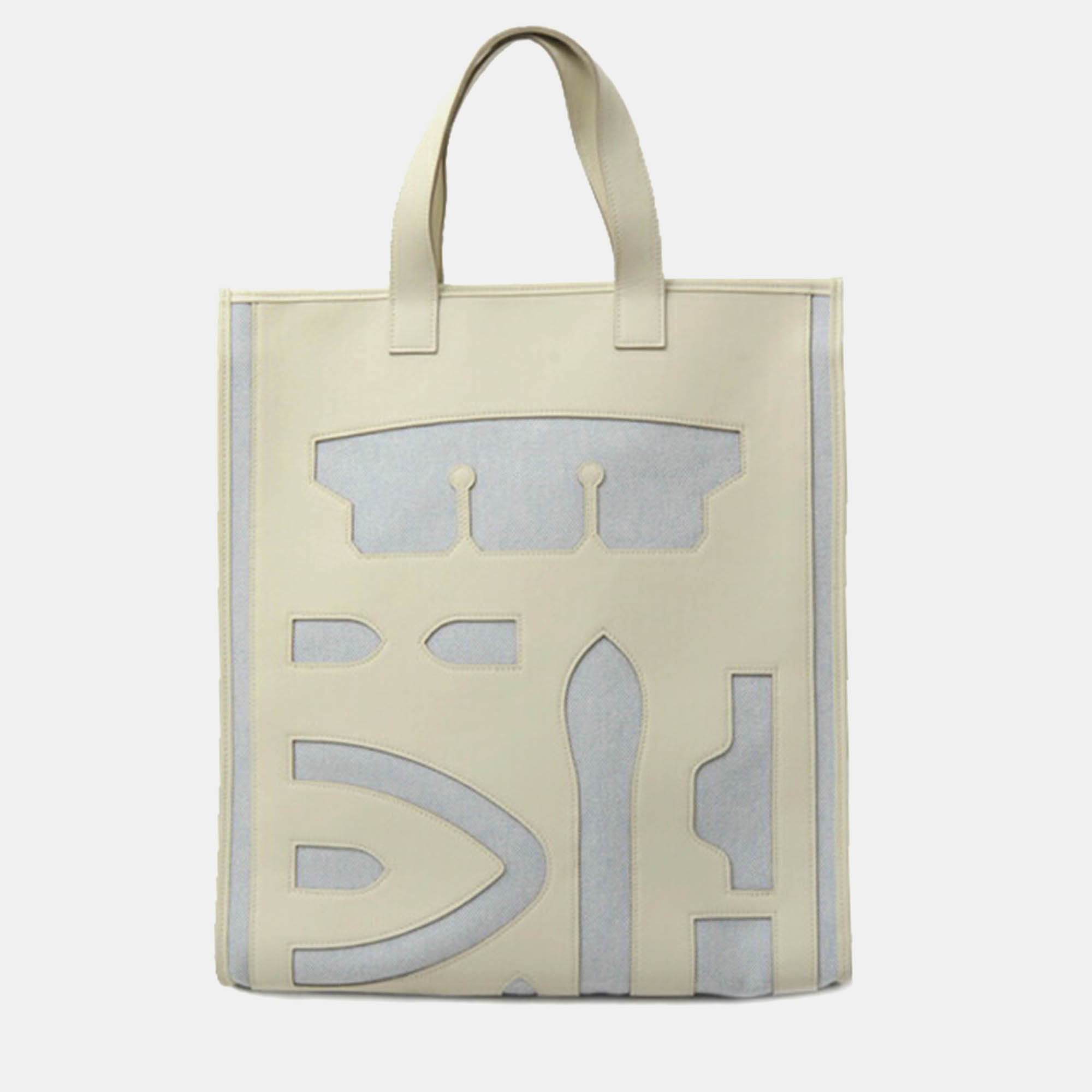 

Hermes White Leather Petit H Tote Bag