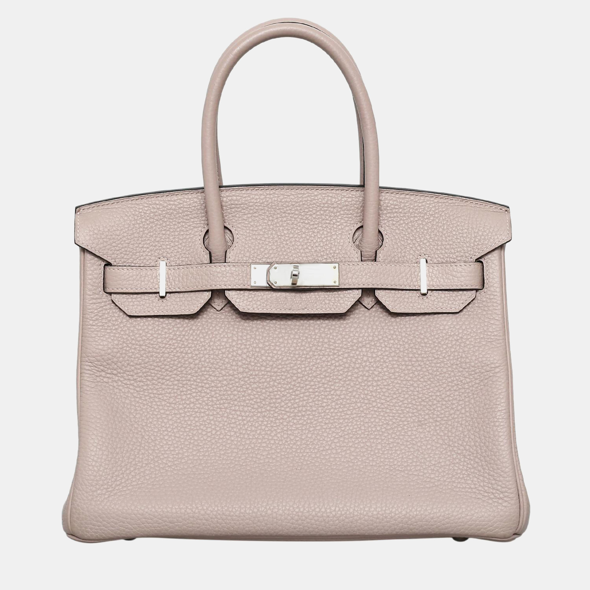 

Hermes Glycine Clemence Leather Birkin 30 Tote Bag, Pink