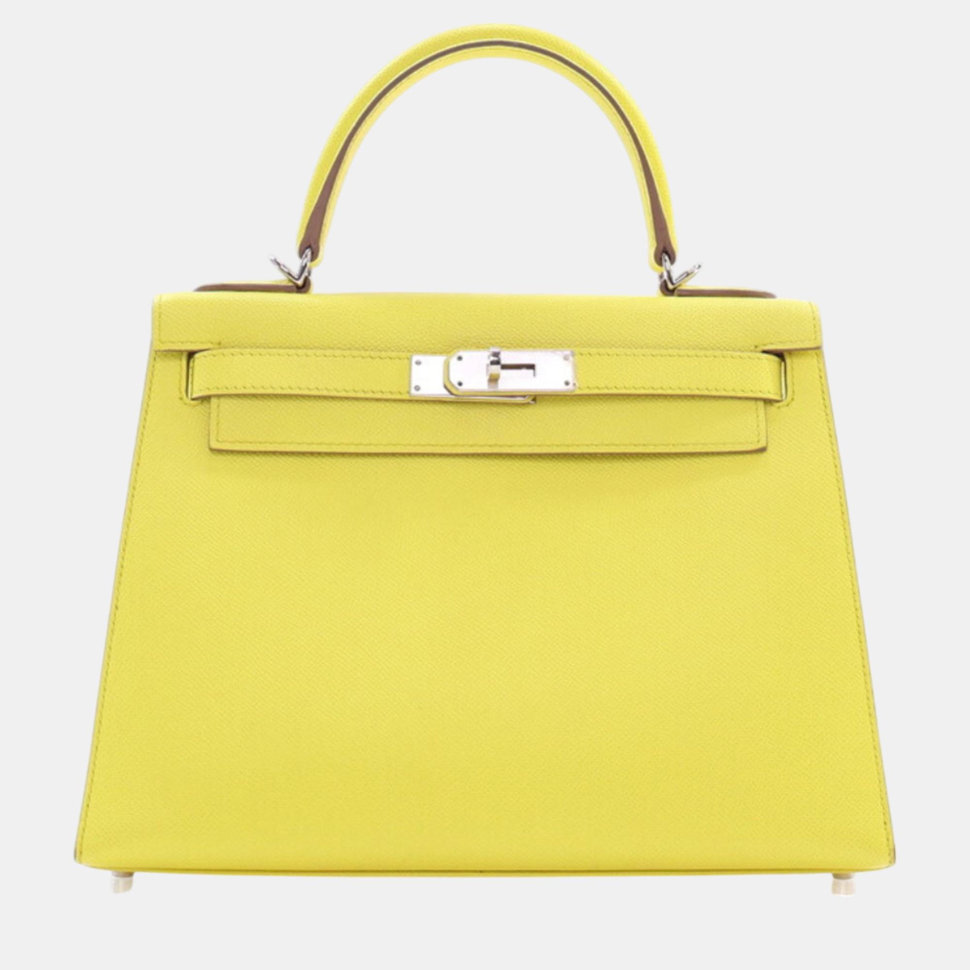 

Hermes Soufre Epsom Leather Kelly Sellier 28 Bag, Yellow