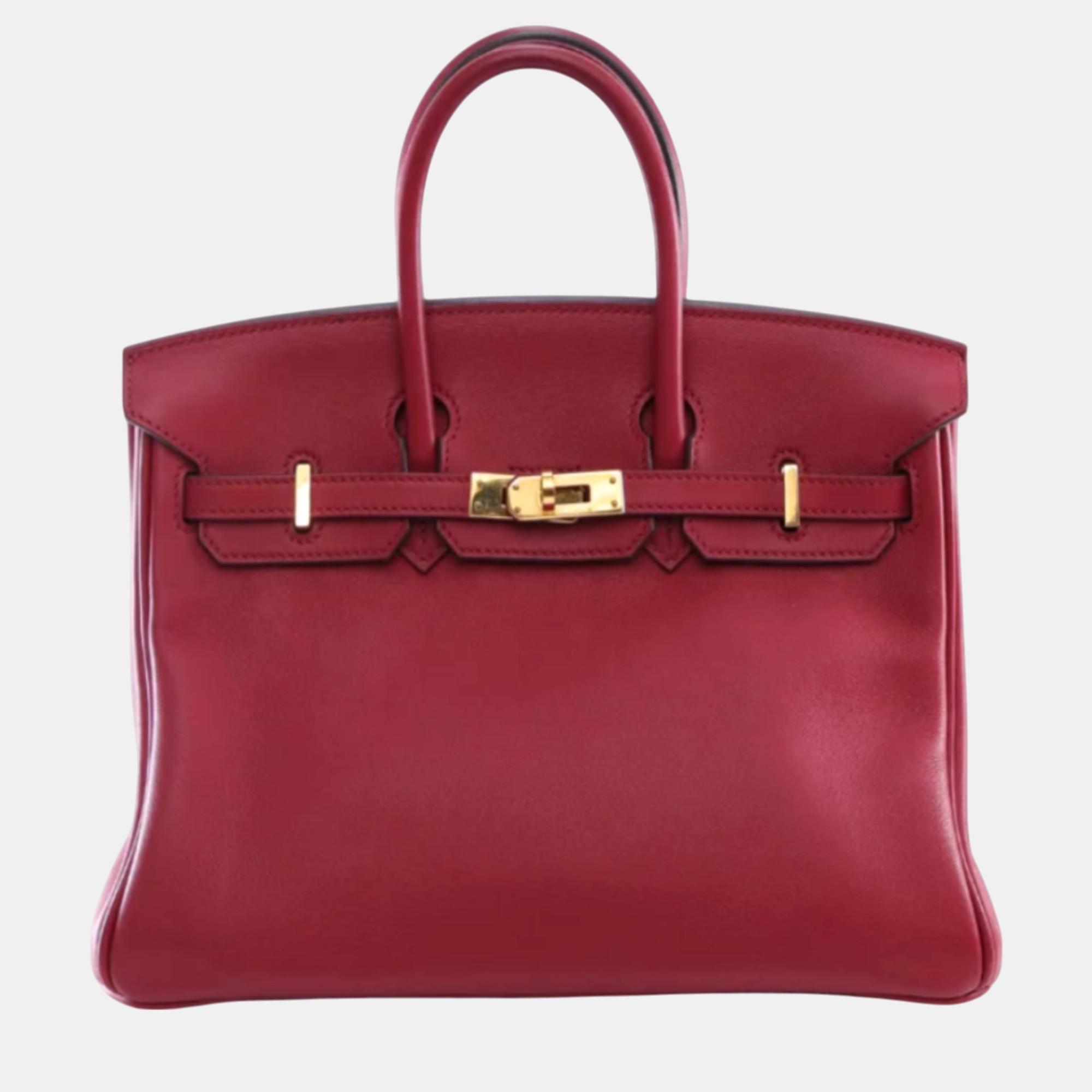 

Hermes Rouge Grenat Swift Leather Birkin 25 Bag, Red