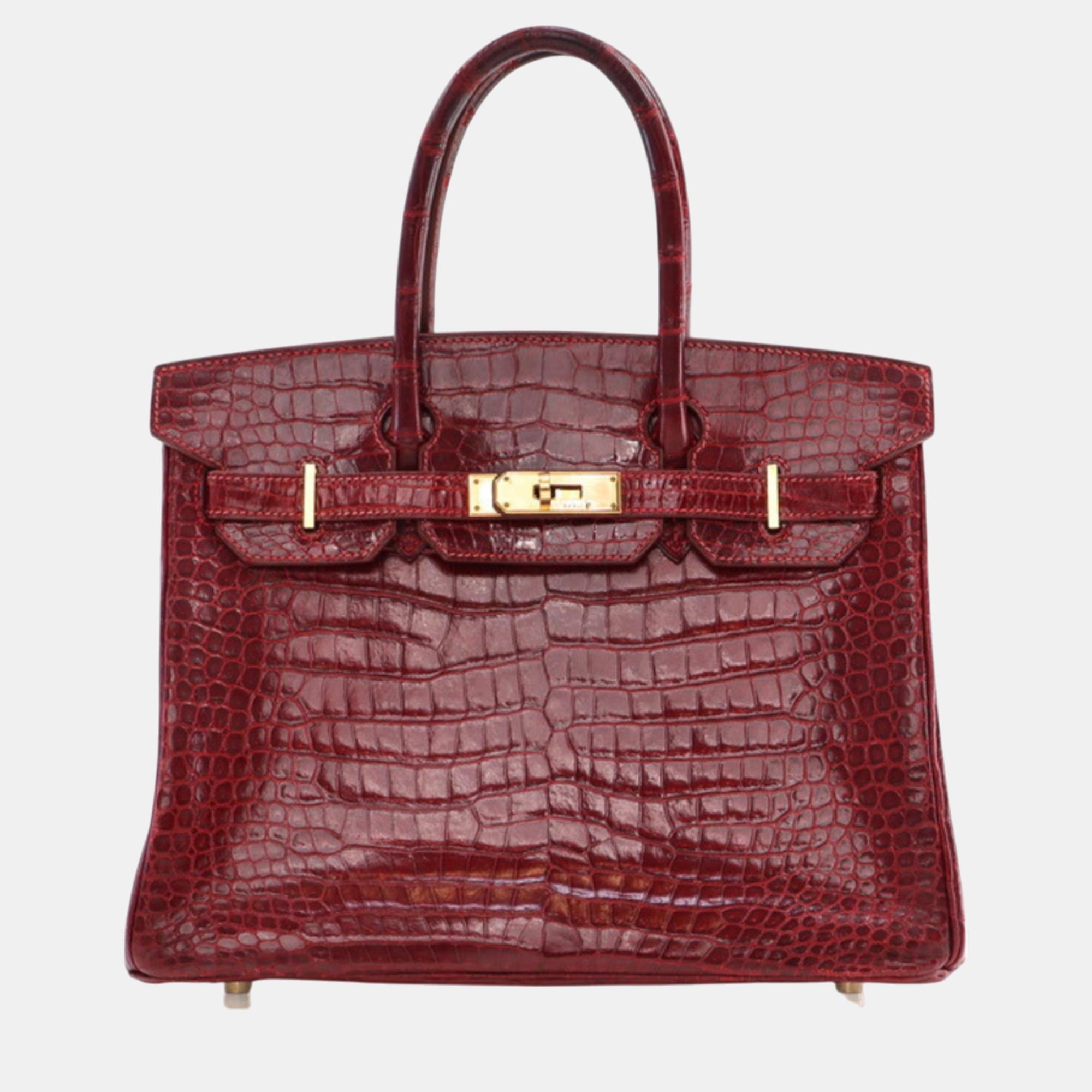 

Hermes Rouge H Porosus Crocodile Leather Birkin 30 Bag, Red