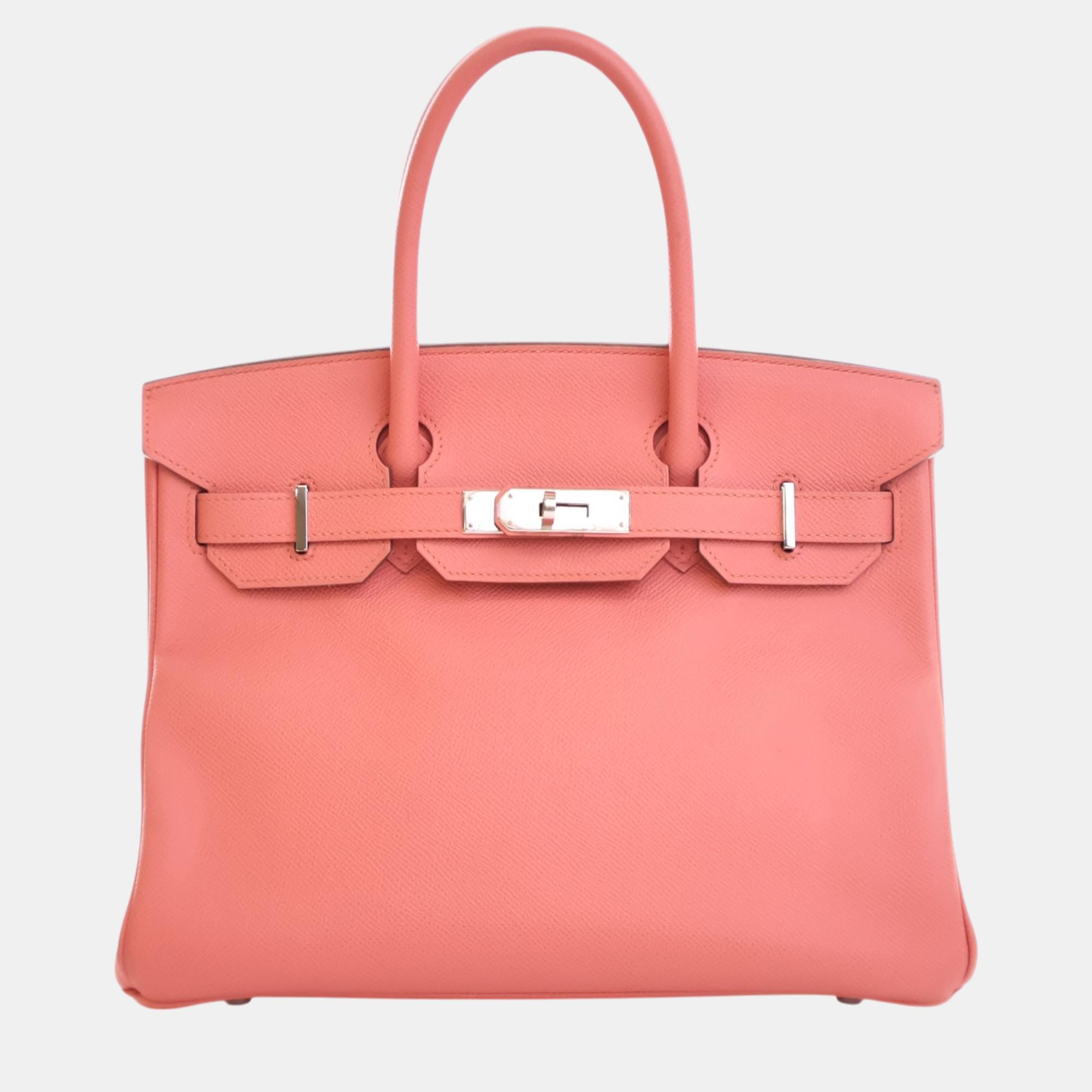 

Hermes Flamingo Epsom Leather Birkin 30 Bag, Pink