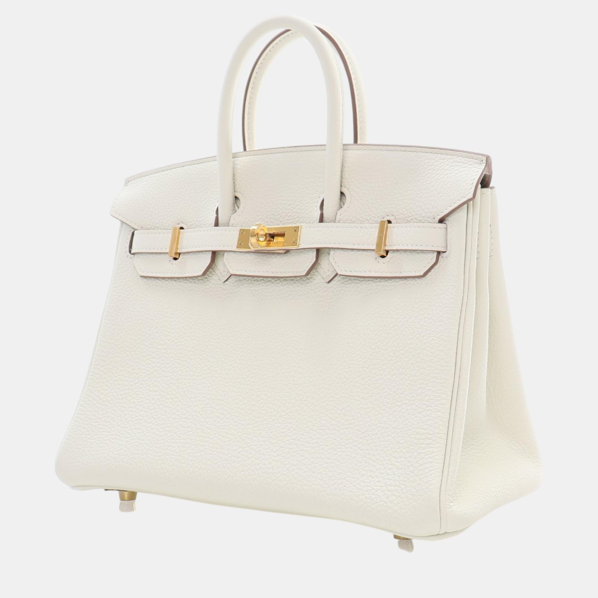 Hermes Mushroom Togo Leather Birkin 25 Bag 