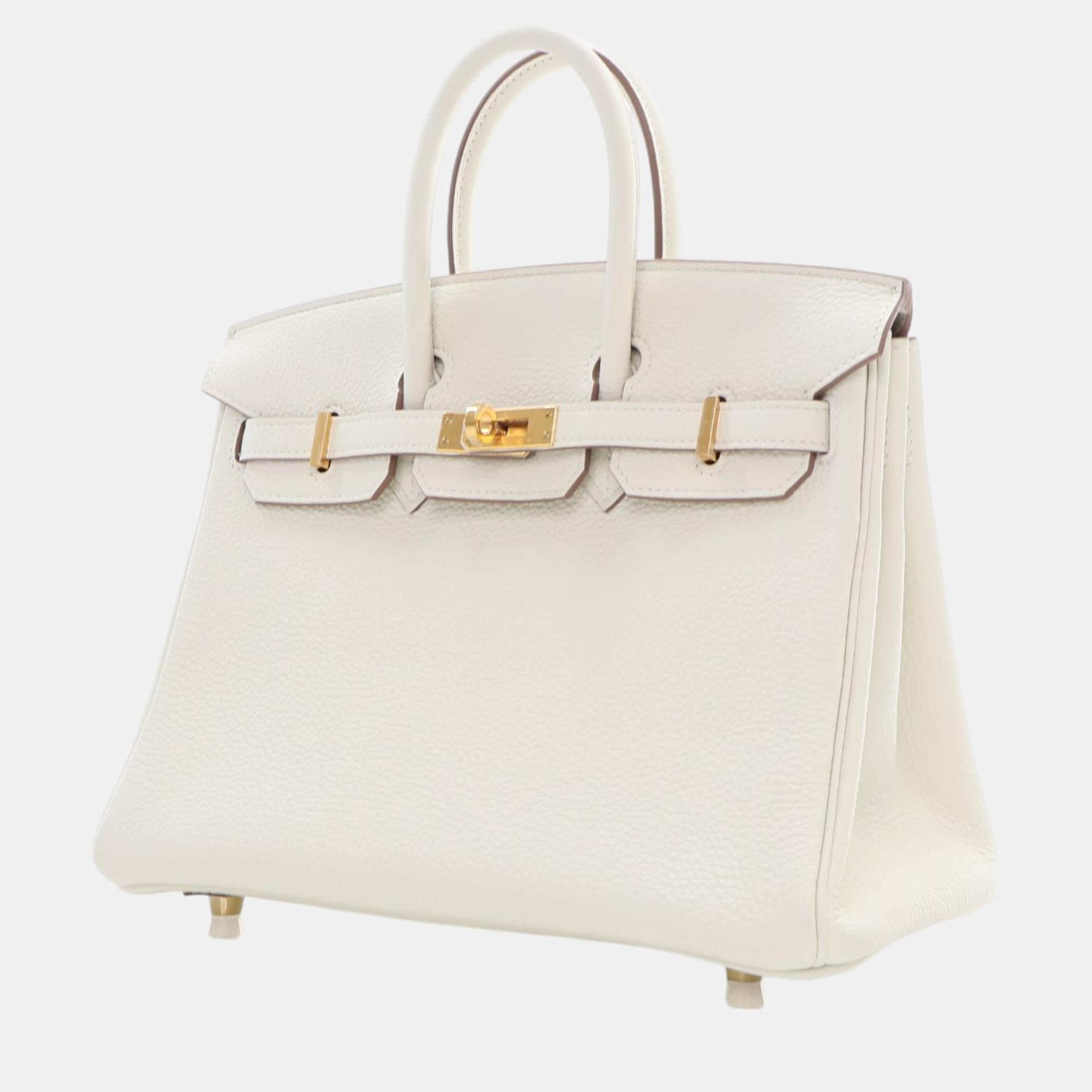 Hermes Mushroom Togo Leather Birkin 25 Bag 