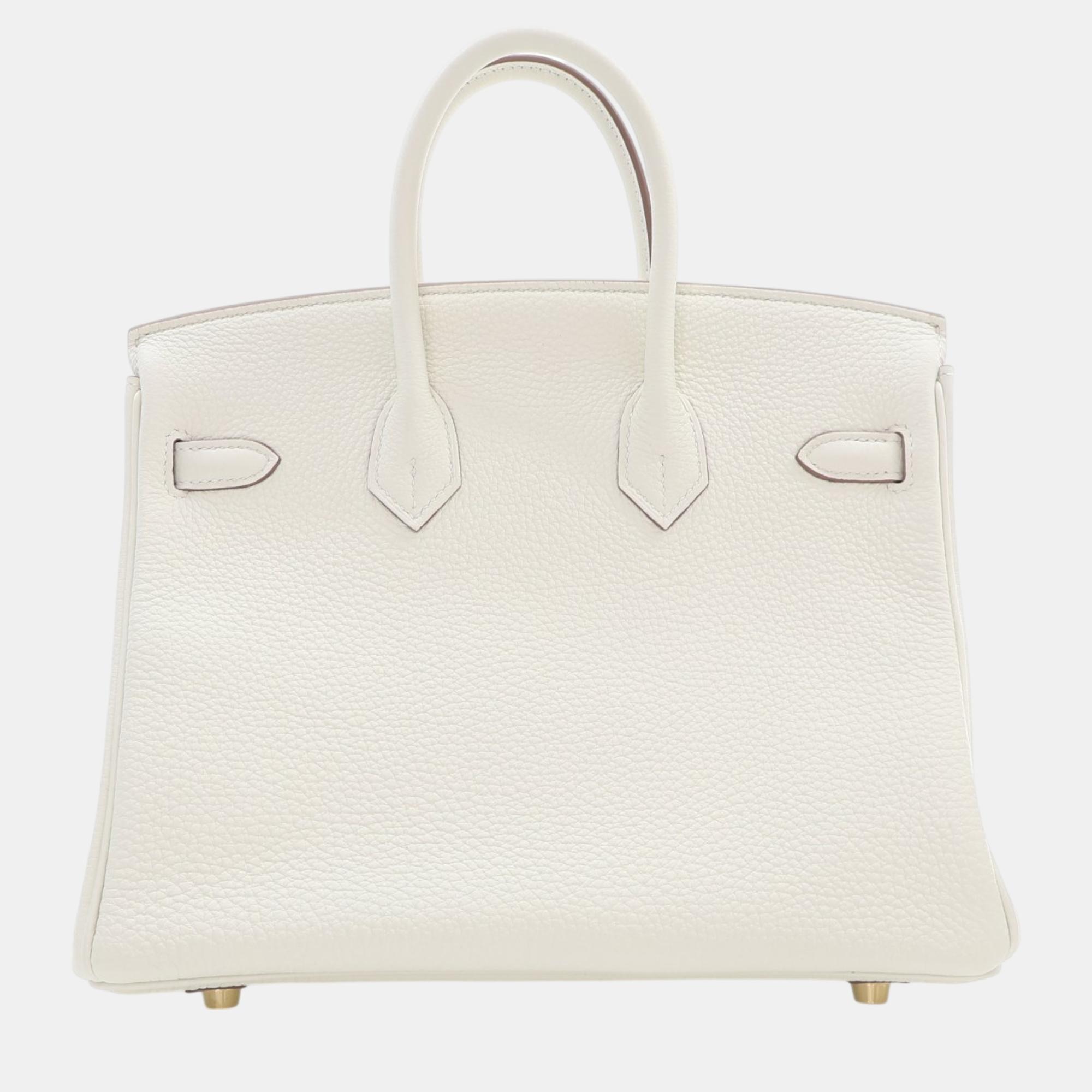 Hermes Mushroom Togo Leather Birkin 25 Bag 
