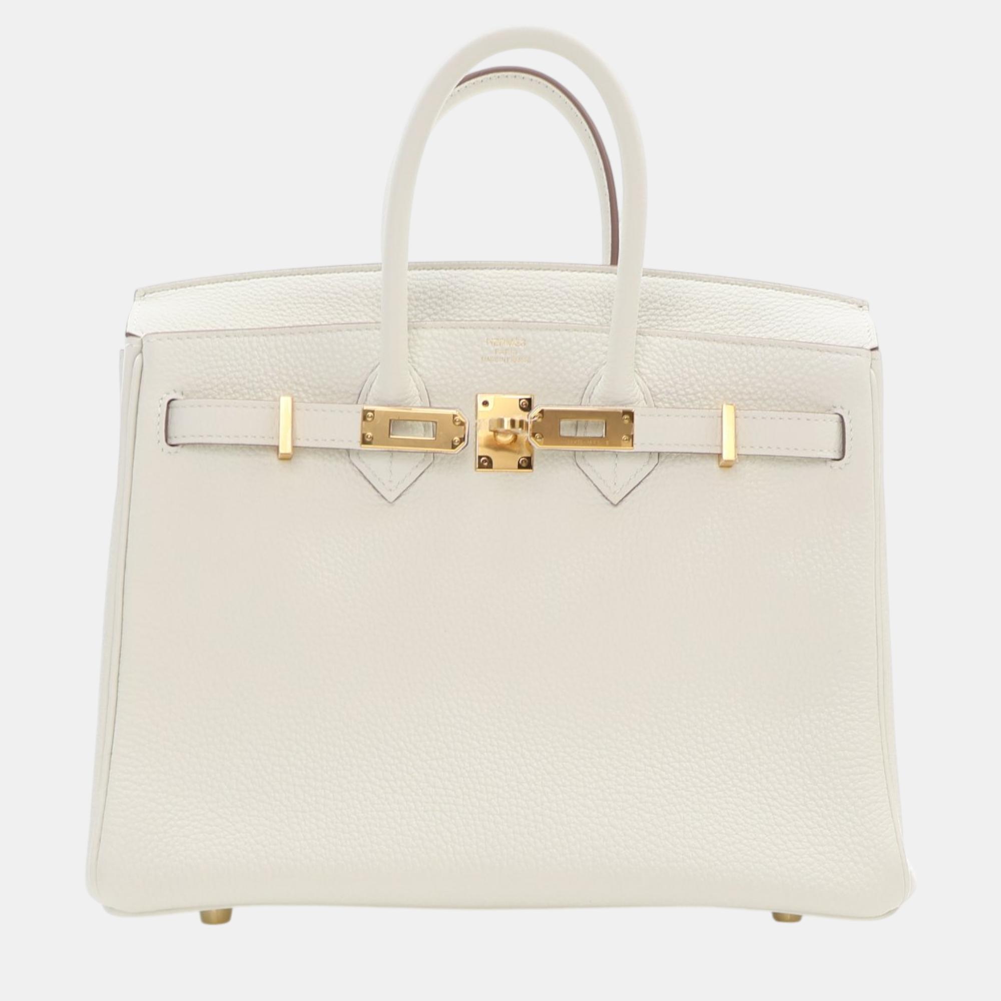 Hermes Mushroom Togo Leather Birkin 25 Bag 