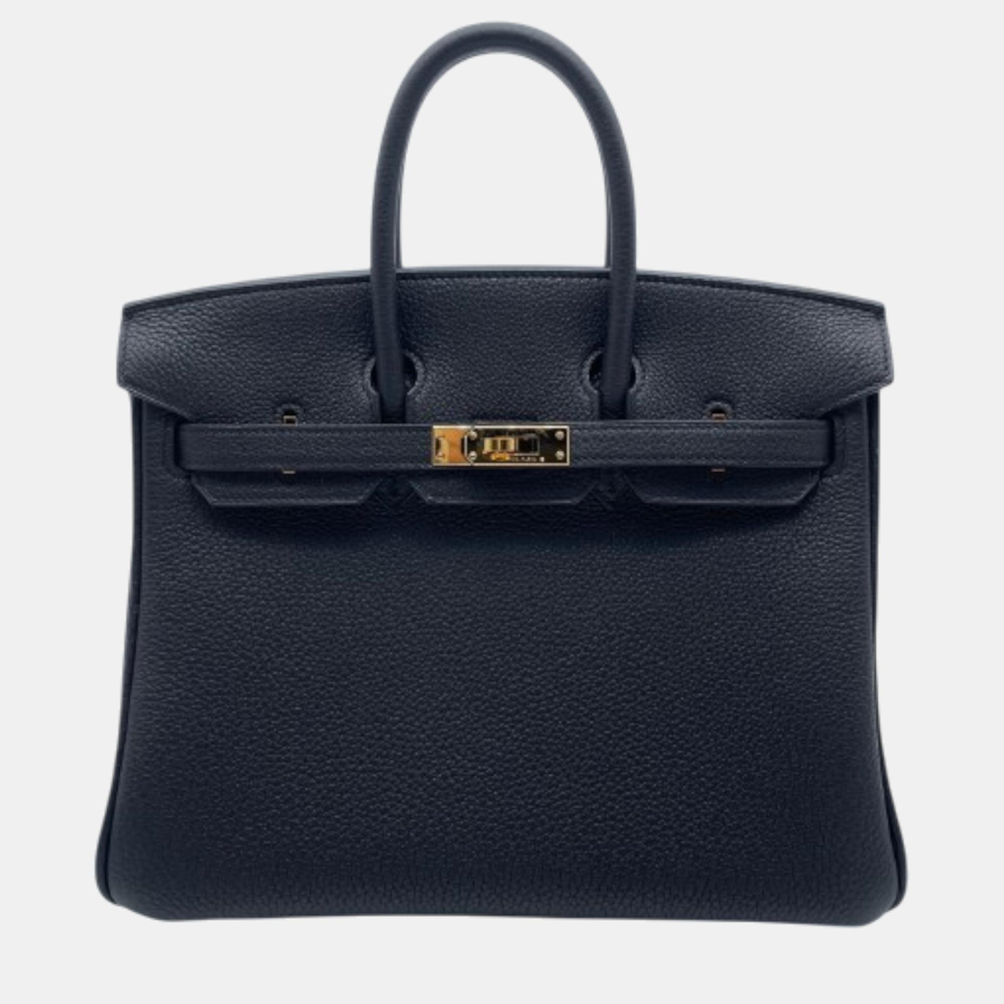 

Hermes Noir Togo Leather Birkin 25 Bag, Black