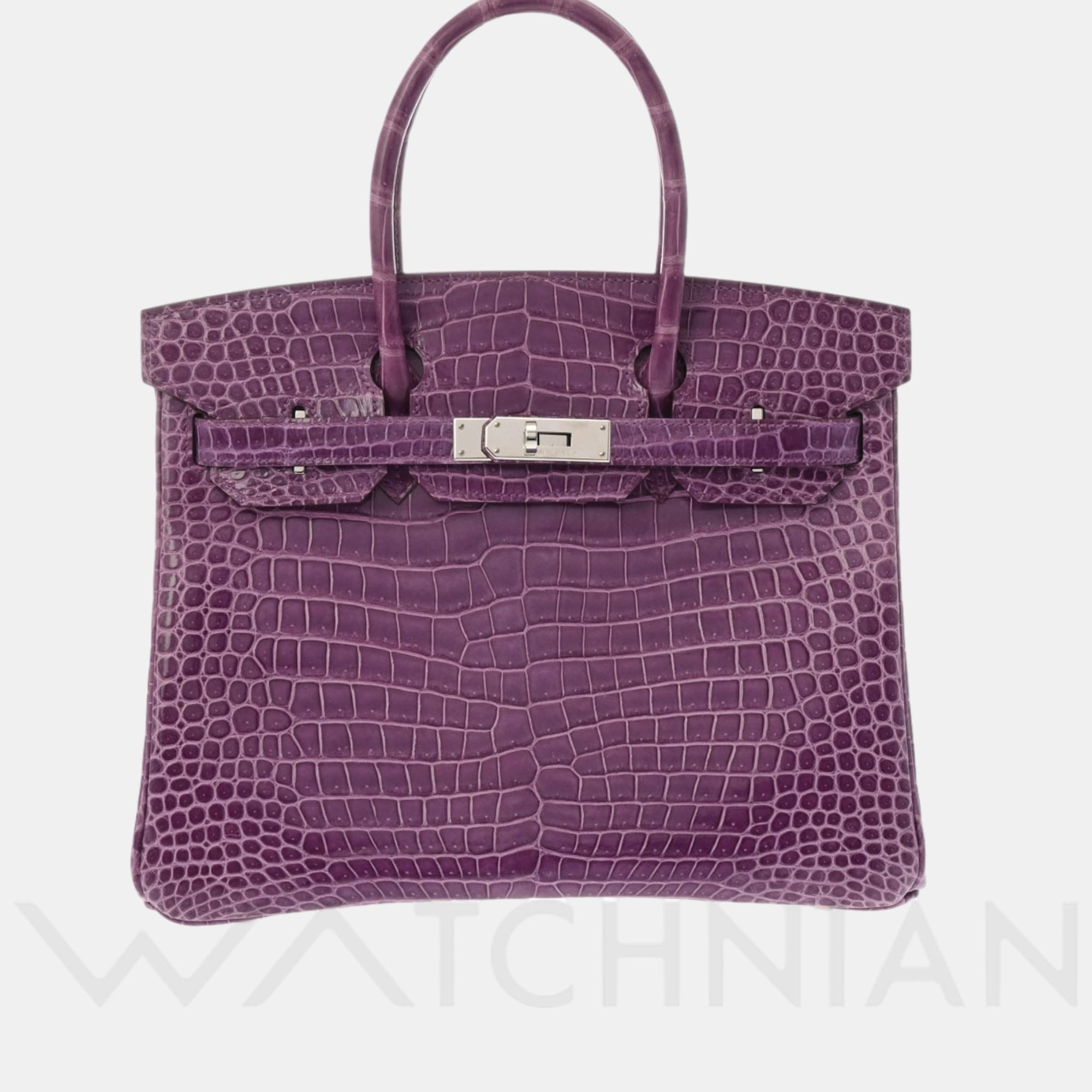 

Hermes Violet Porosus Crocodile Leather Birkin 30 Bag, Purple