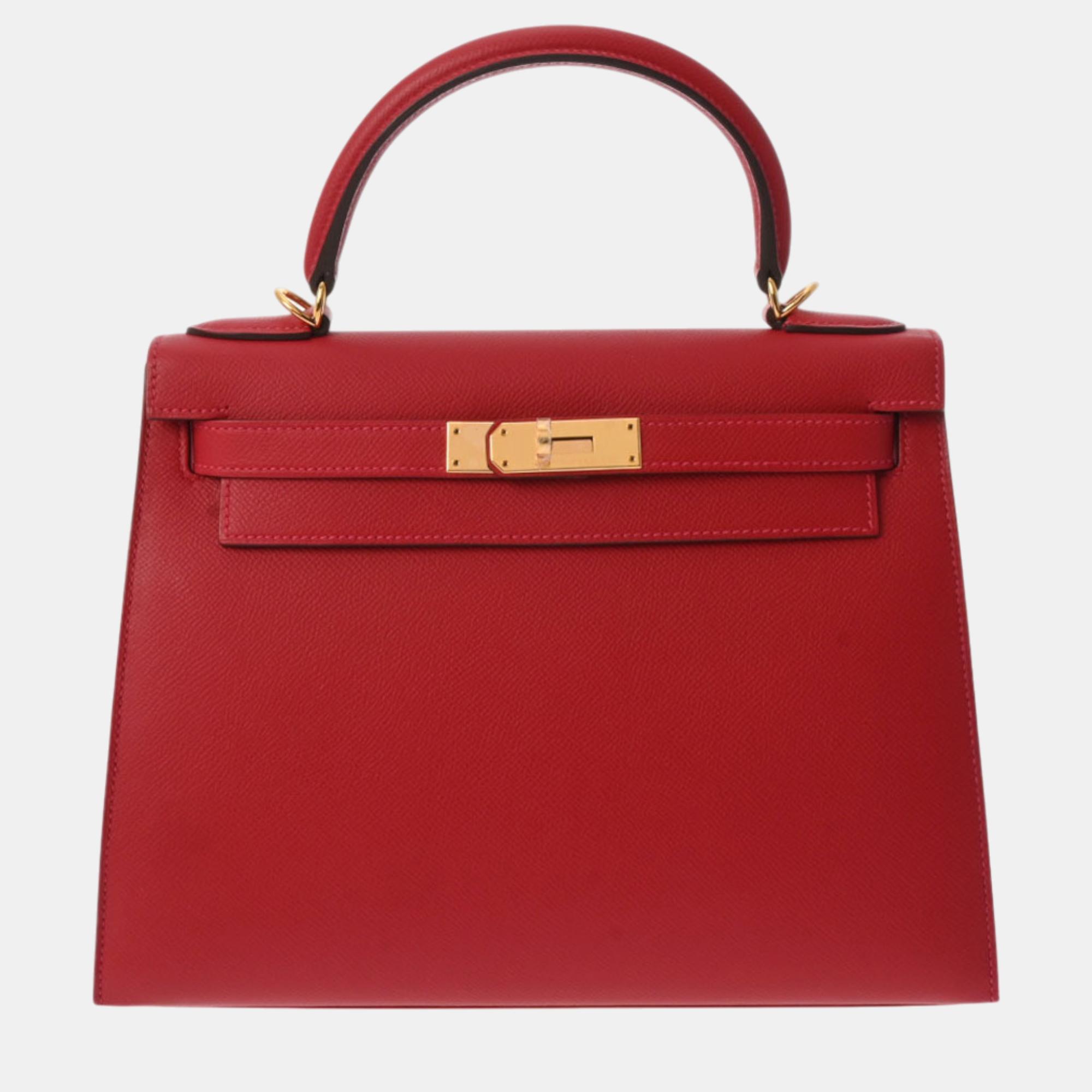 

Hermes Rouge vif Epsom Epsom leather Kelly 28 Bag, Red