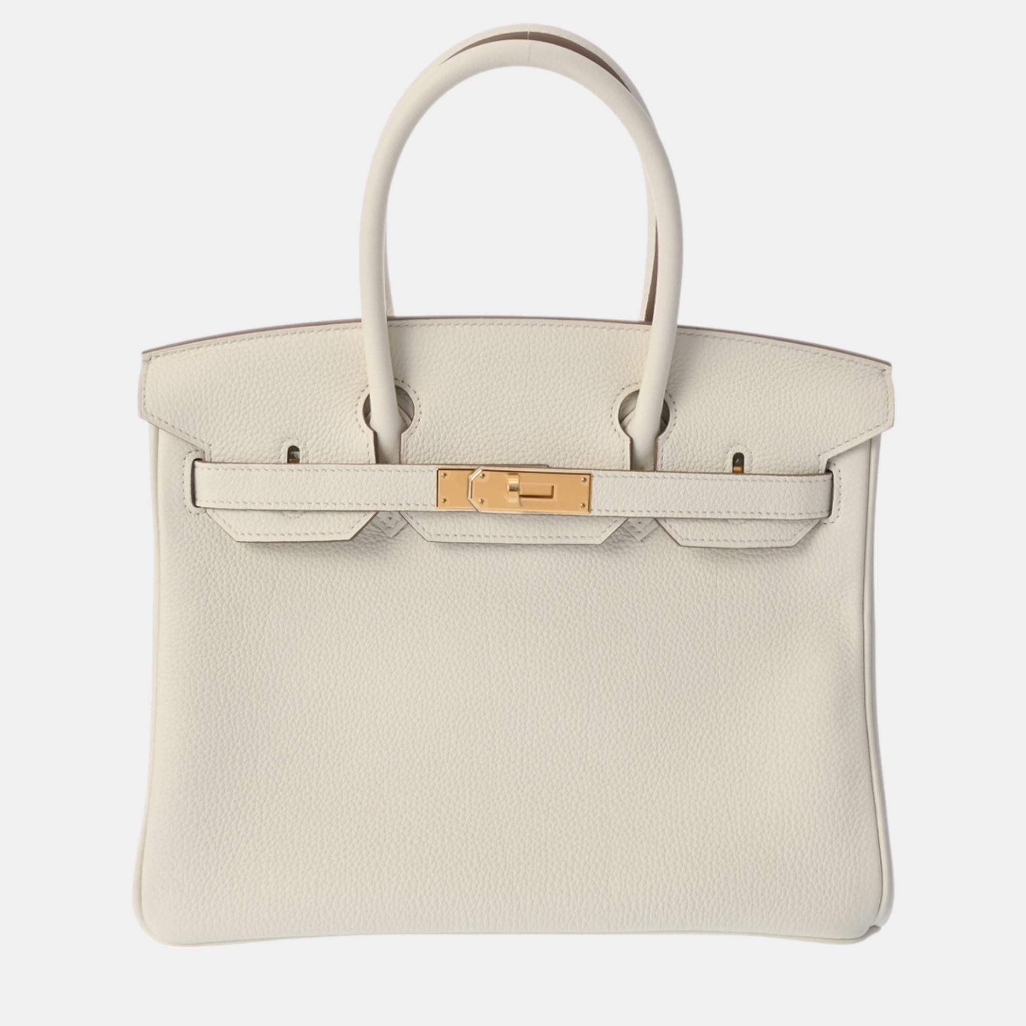 

Hermes Mushroom Togo Leather Birkin 30 Bag, Grey