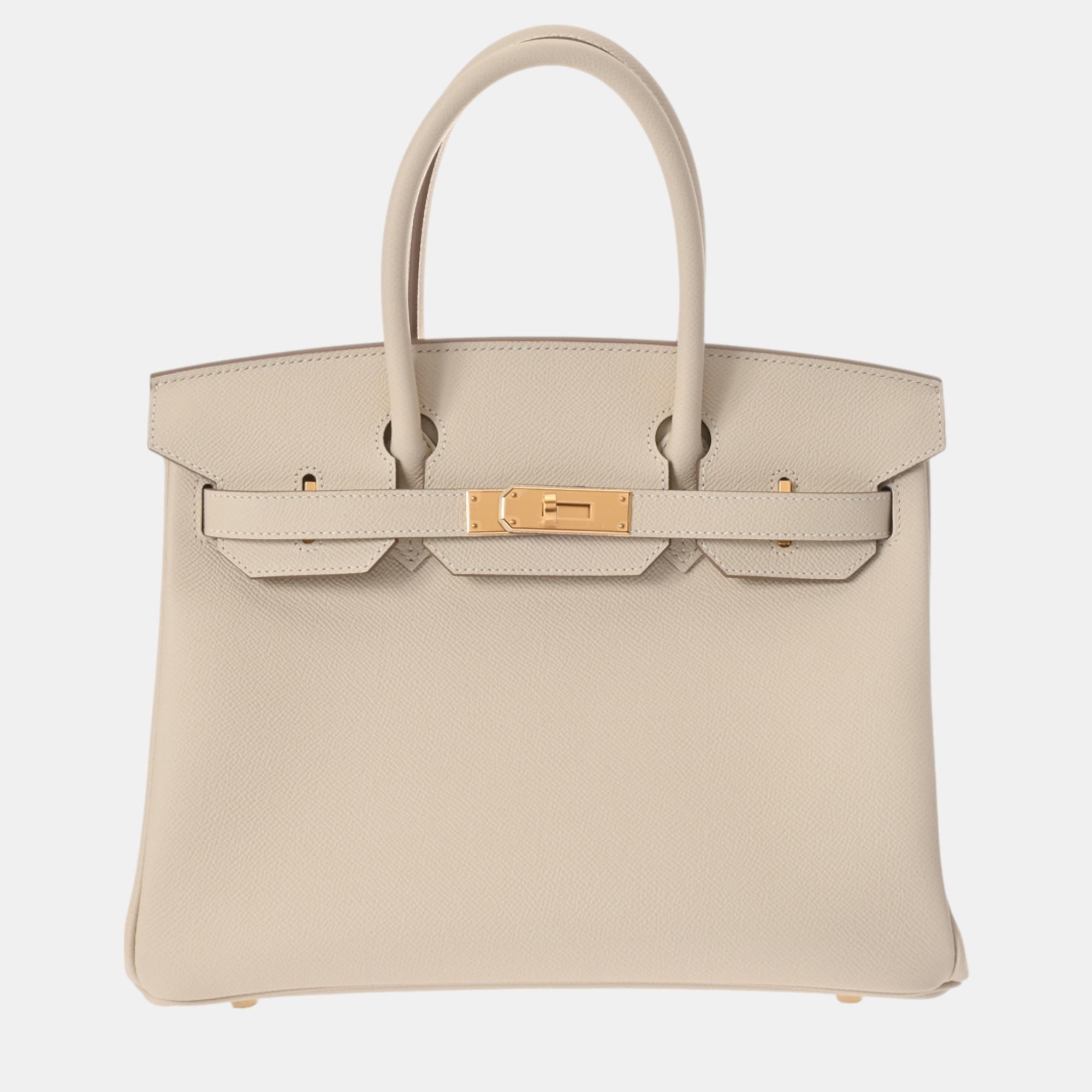 

Hermes Crepe Epsom Leather Birkin 30 Bag, Grey