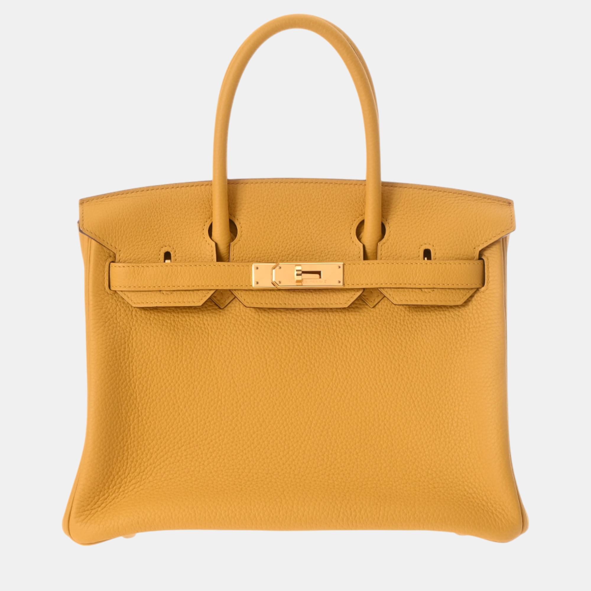 

Hermes Jaune Ampoule Taurillon Clemence Taurillon Clemence Leather Birkin 30 Bag, Yellow