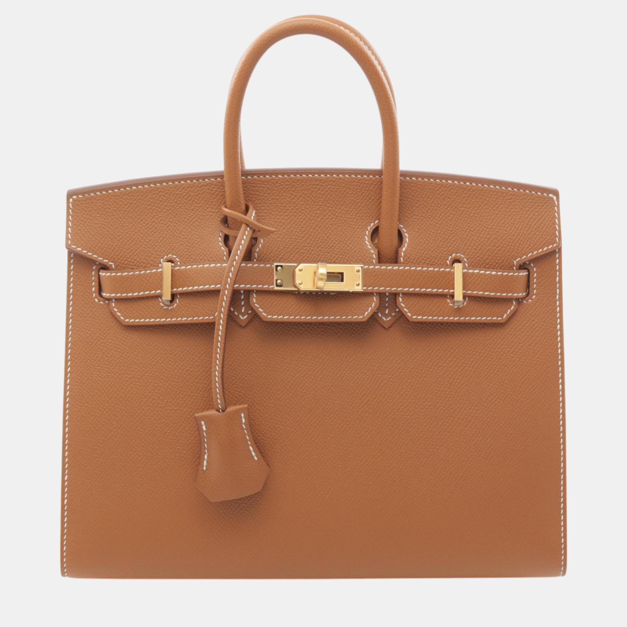 

Hermes Brown Leather Birkin 25 Handbag