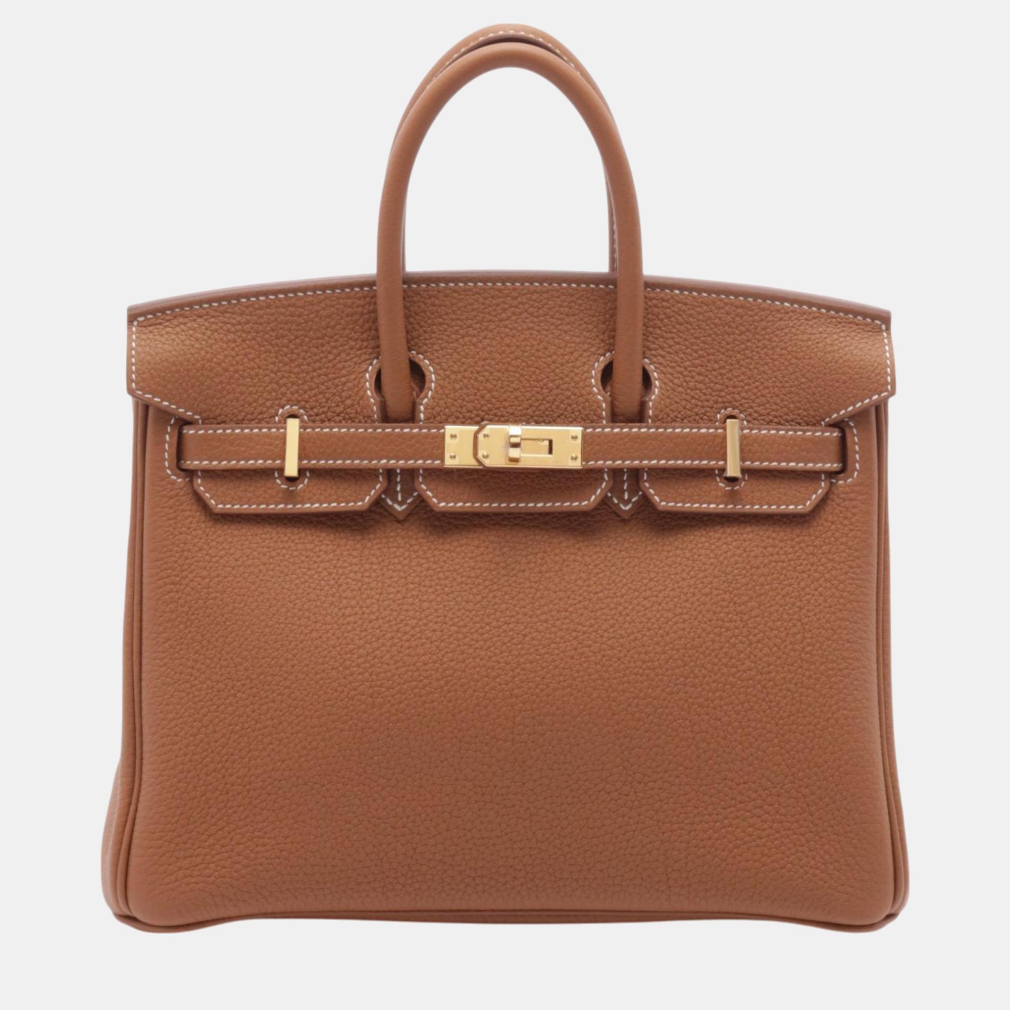 

Hermes Brown Togo Leather Birkin 25 Handbag