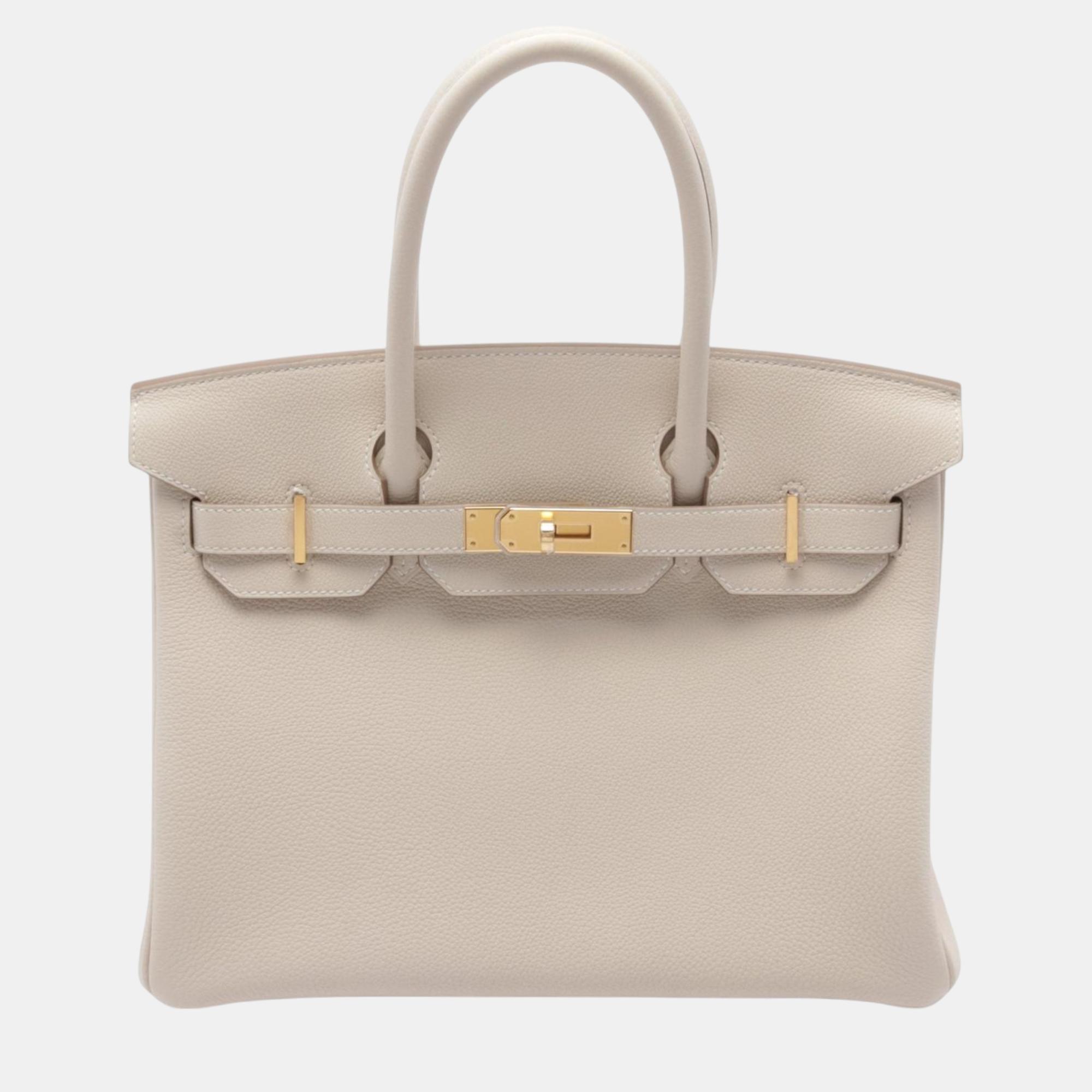 

Hermes Ivory Togo Leather Birkin 30 Handbag, Beige