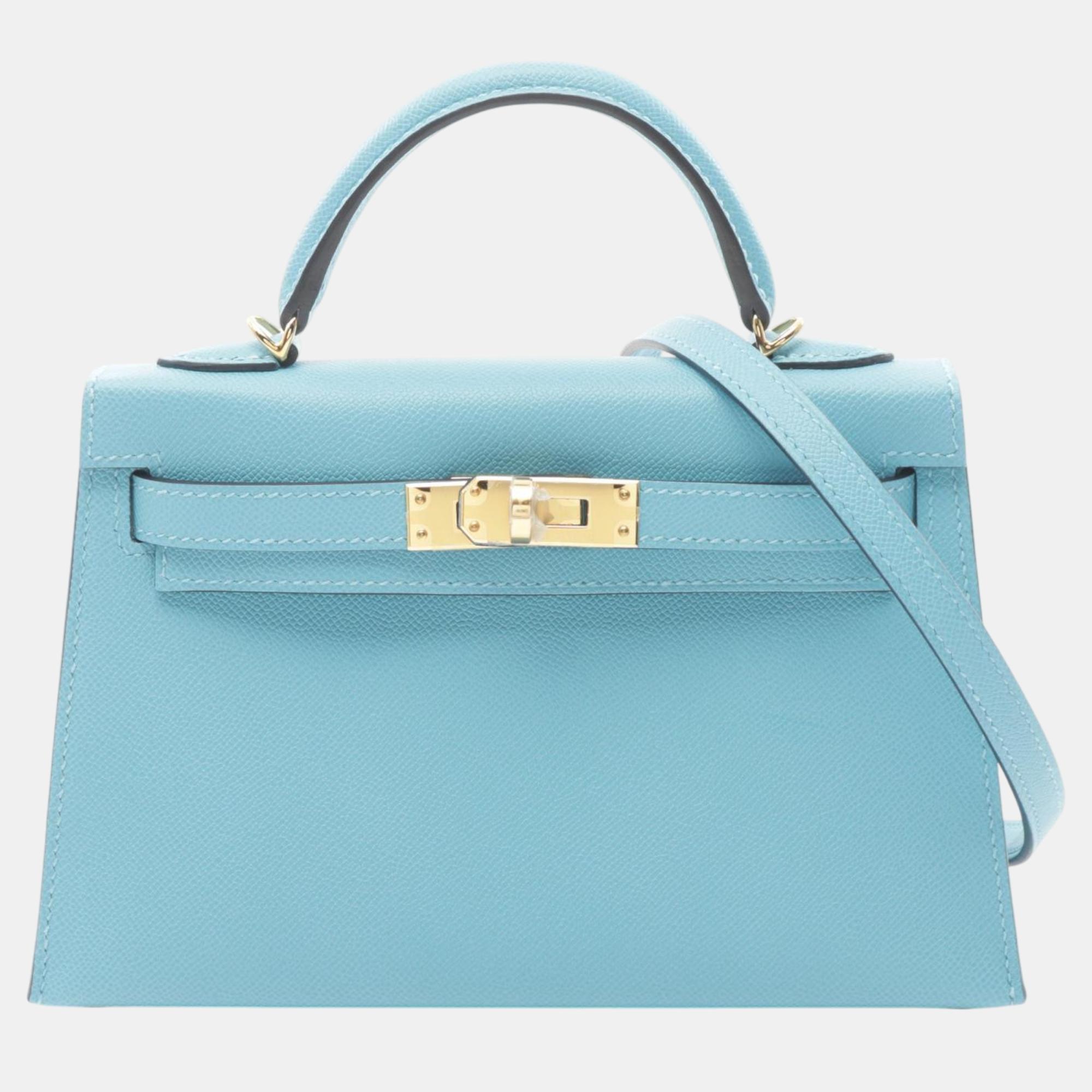 

Hermes Blue Leather Mini Kelly 20 Handbag