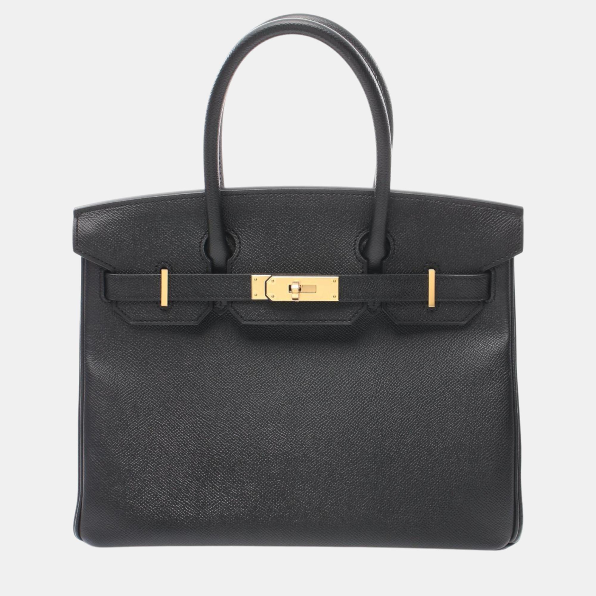 

Hermes Black Leather Birkin 30 Handbag