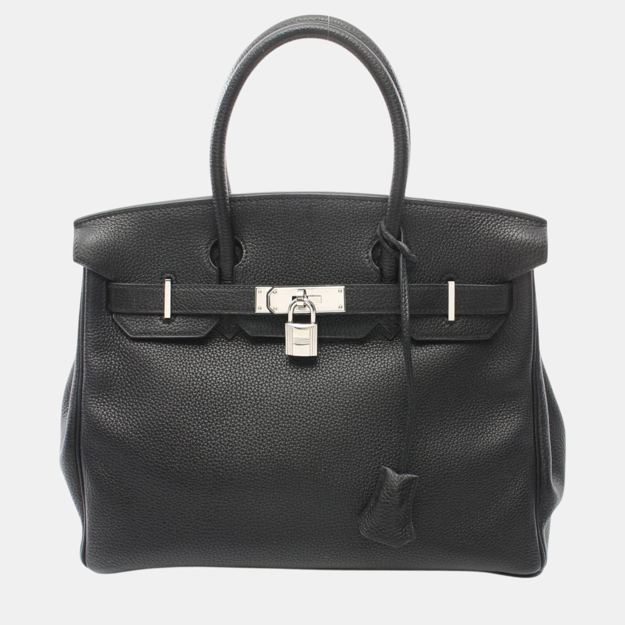 

Hermes Black Leather Birkin 30 Handbag