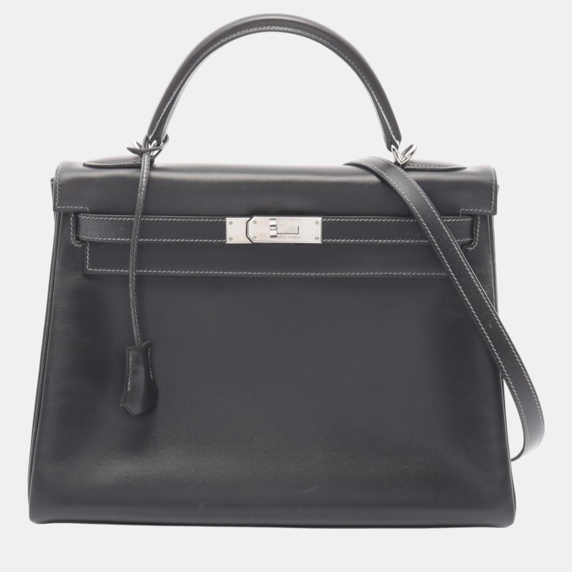 

Hermes Kelly 32 Handbag Box Calf Leather, Grey