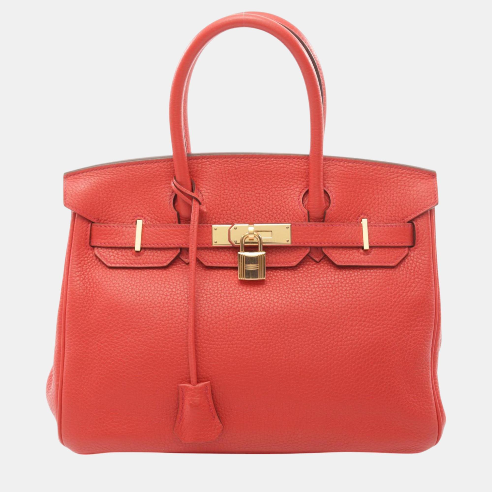 

Hermes Birkin 30 Rouge Tomato Handbag, Red