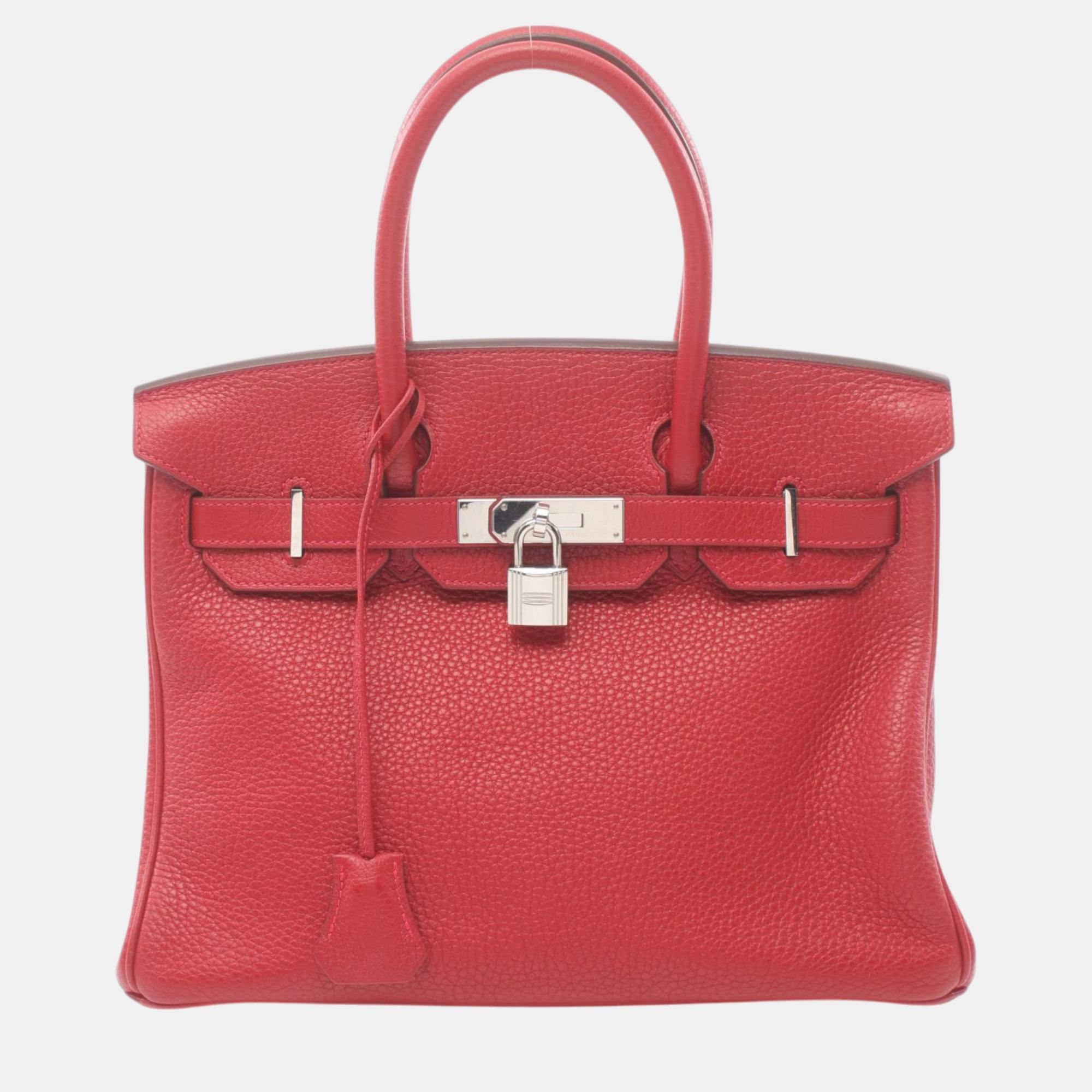 

Hermes Red Leather Birkin 30 Handbag