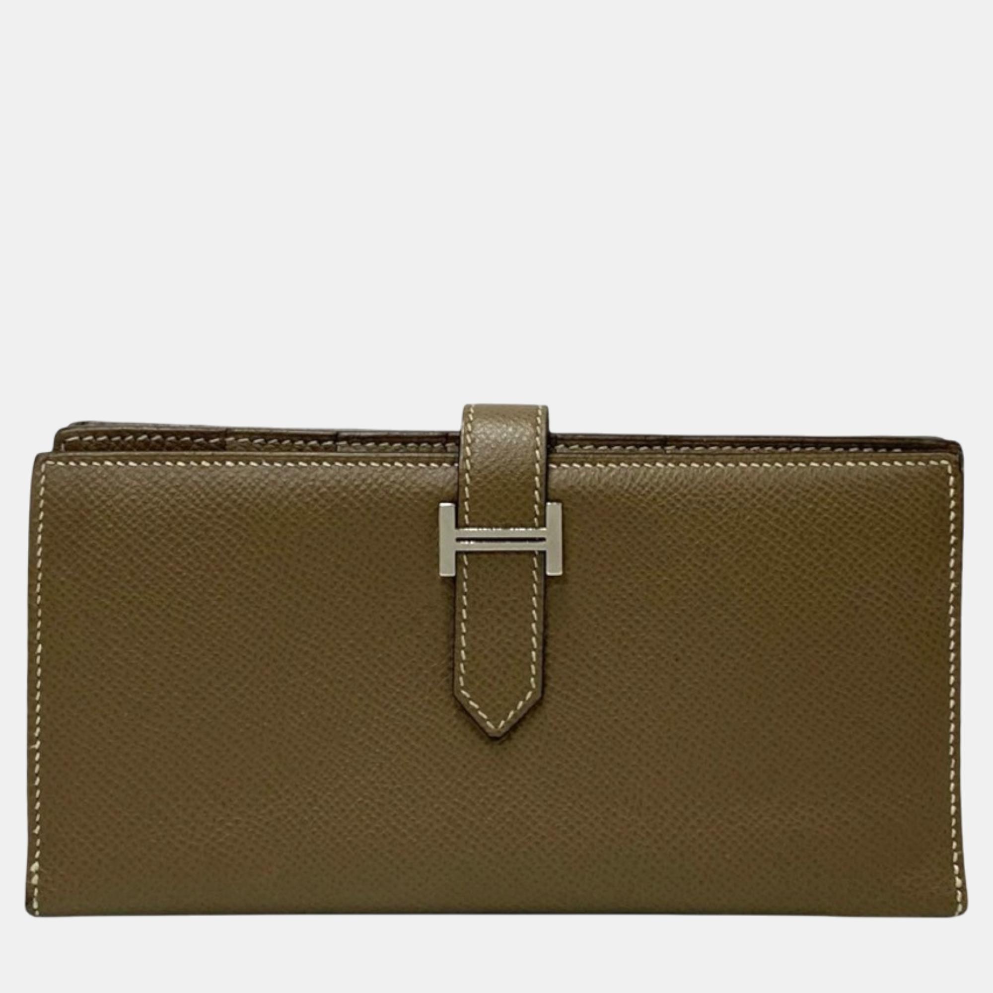 

Hermes Grey Epsom Leather Bearn Soufflet Long Wallet