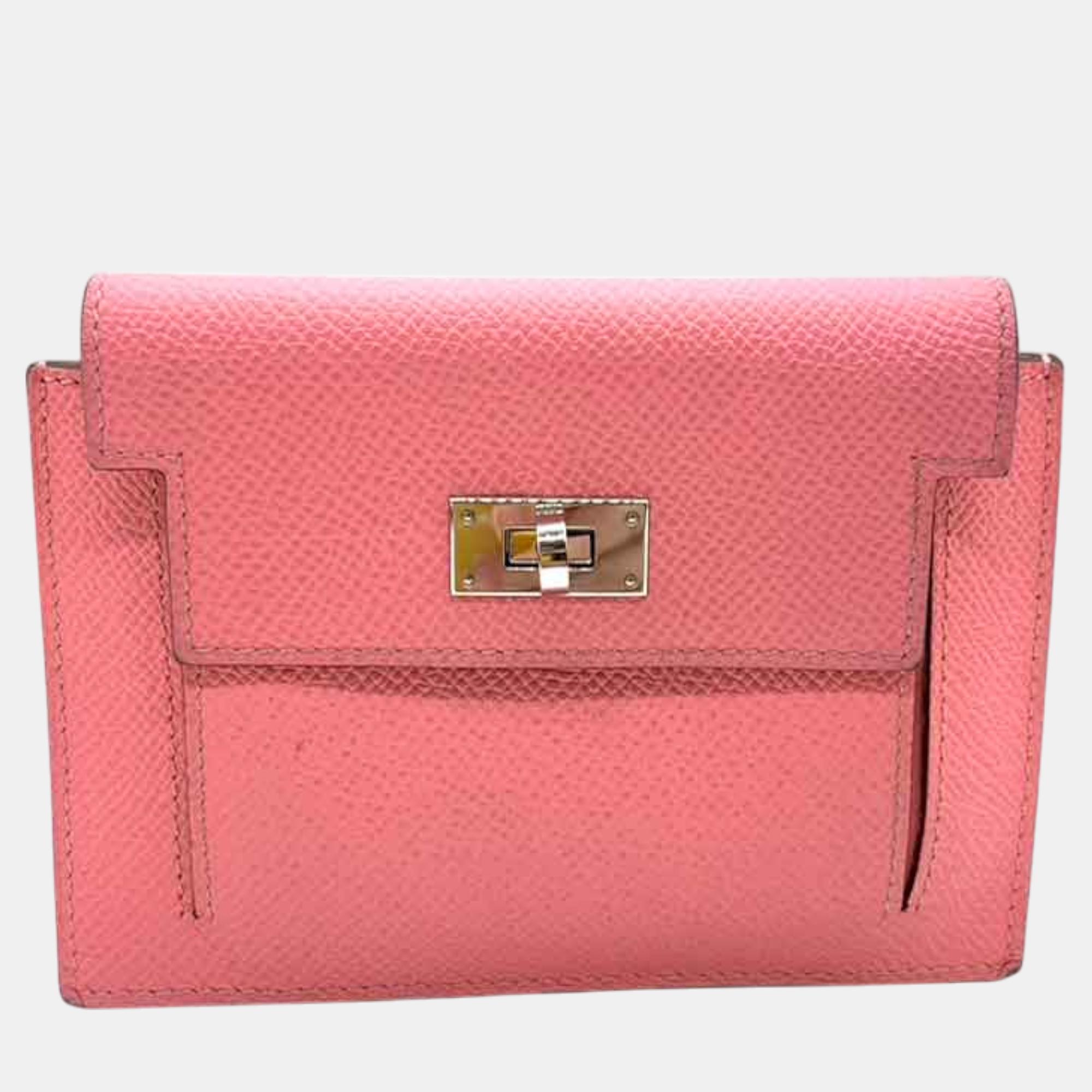 

Hermes Pink Leather Kelly Pocket Coin Case