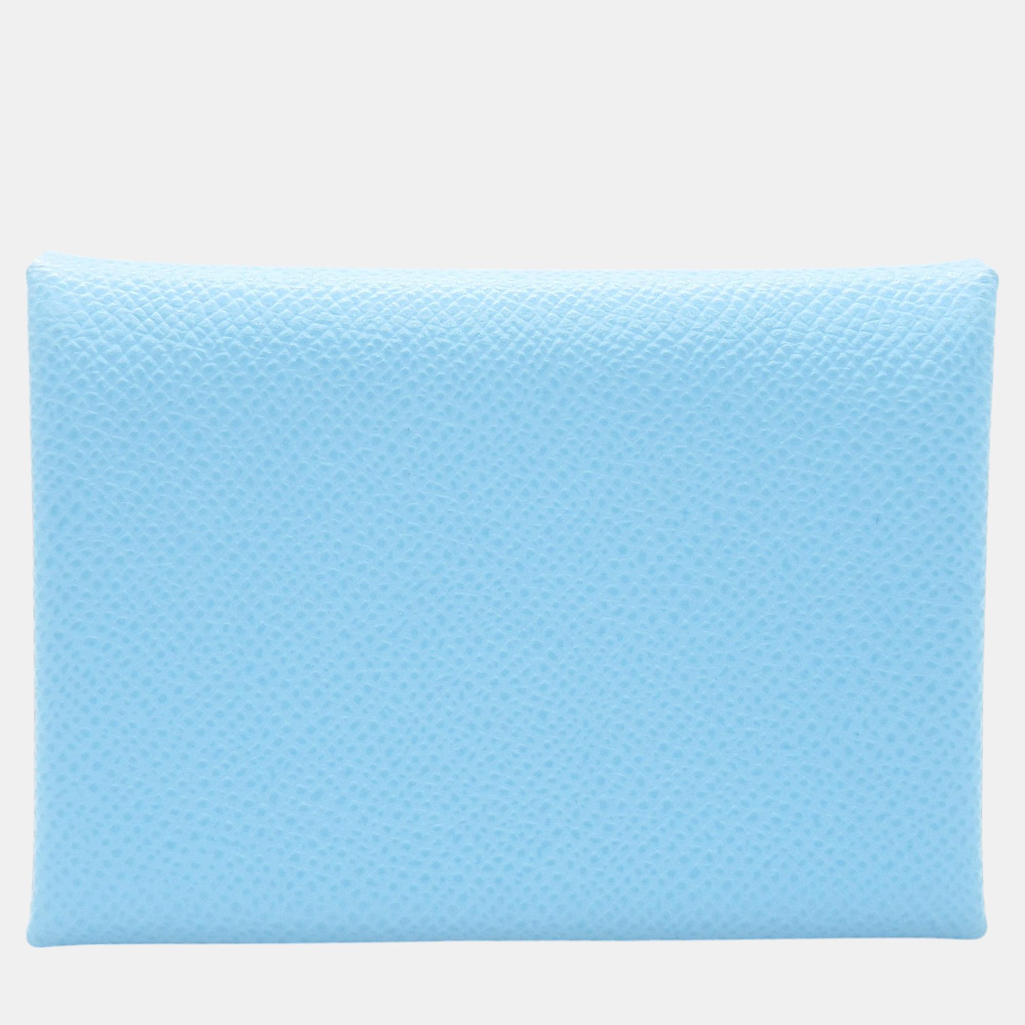 

Hermes Calvi Duo Leather Card Case, Blue