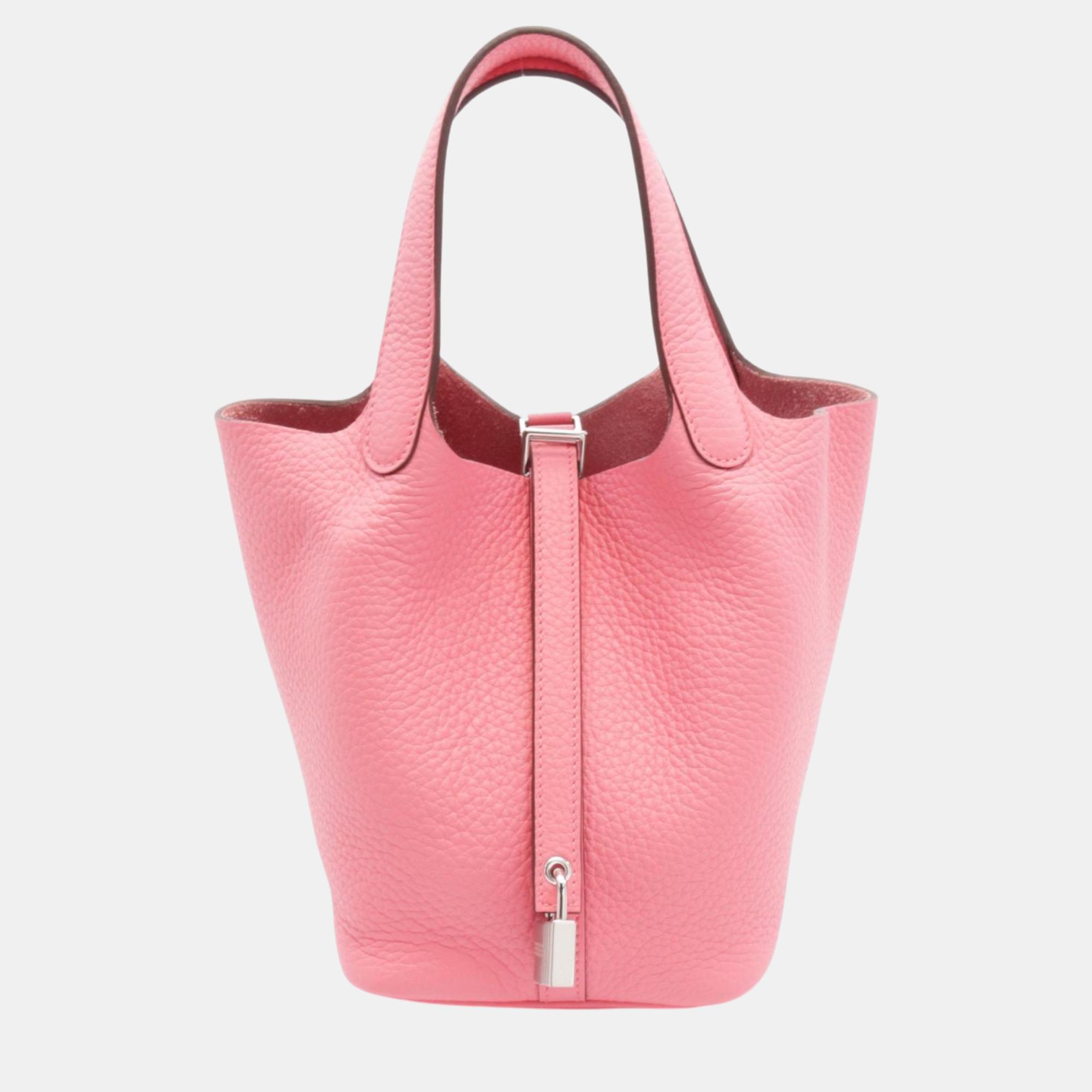 

Hermes Picotin Lock PM Leather Handbag, Pink