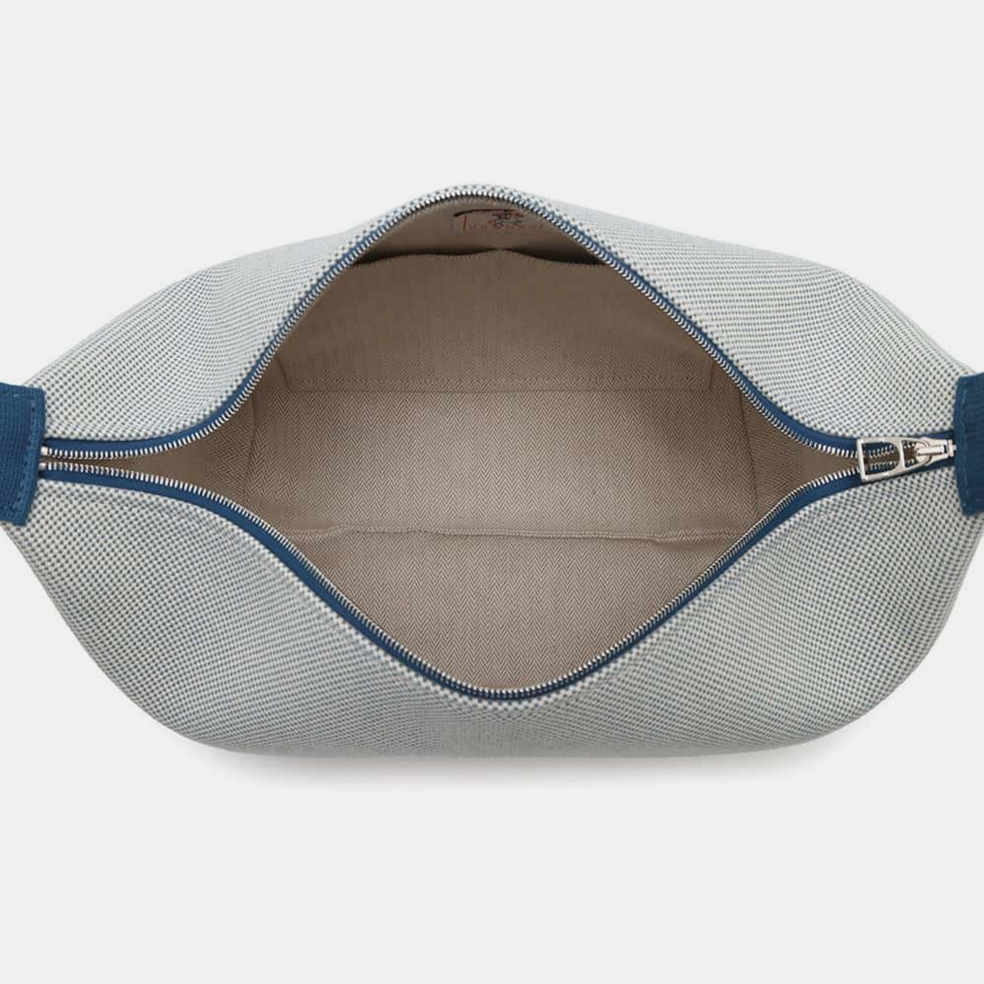 Hermes Black Blue Nattier Canvas Cabriole Bridor GM  Bag 