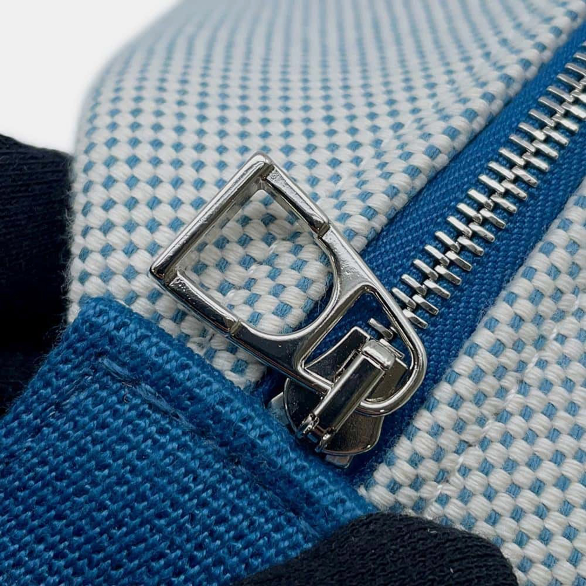 Hermes Black Blue Nattier Canvas Cabriole Bridor GM  Bag 