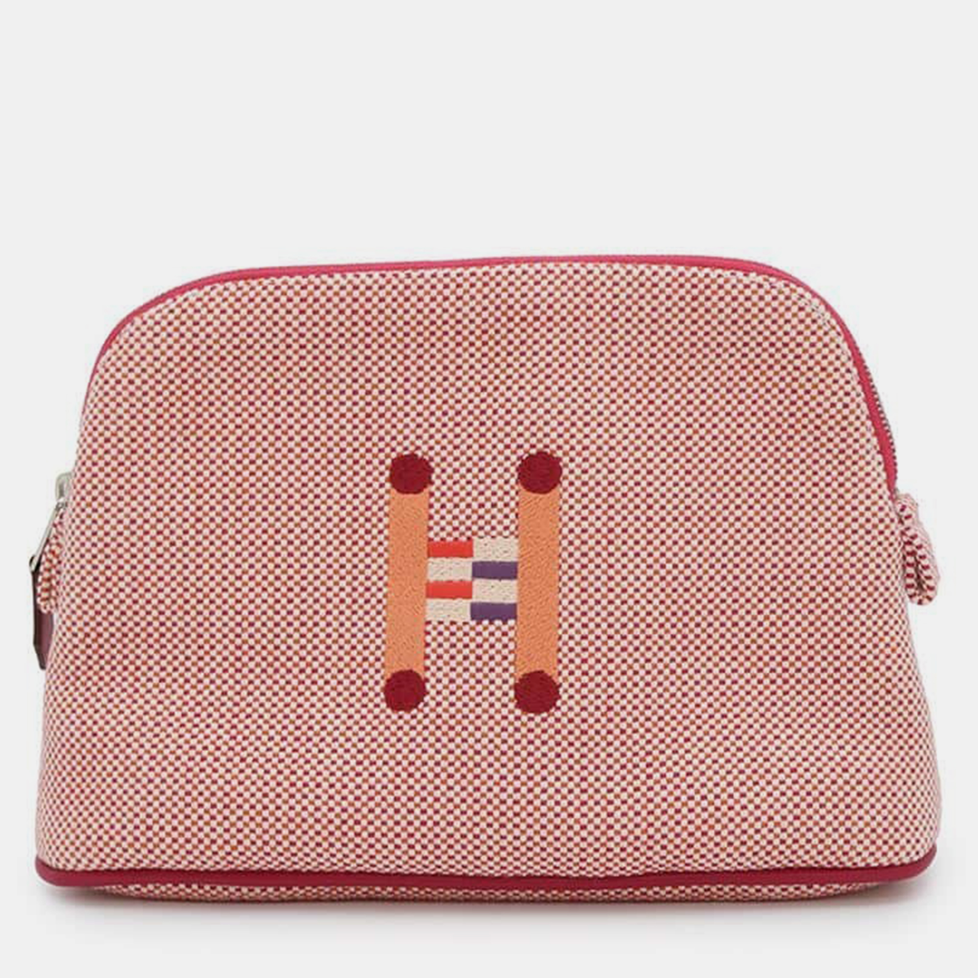 

Hermes Orange /Framboise Cotton Mini Bolide Crazy H Pouch