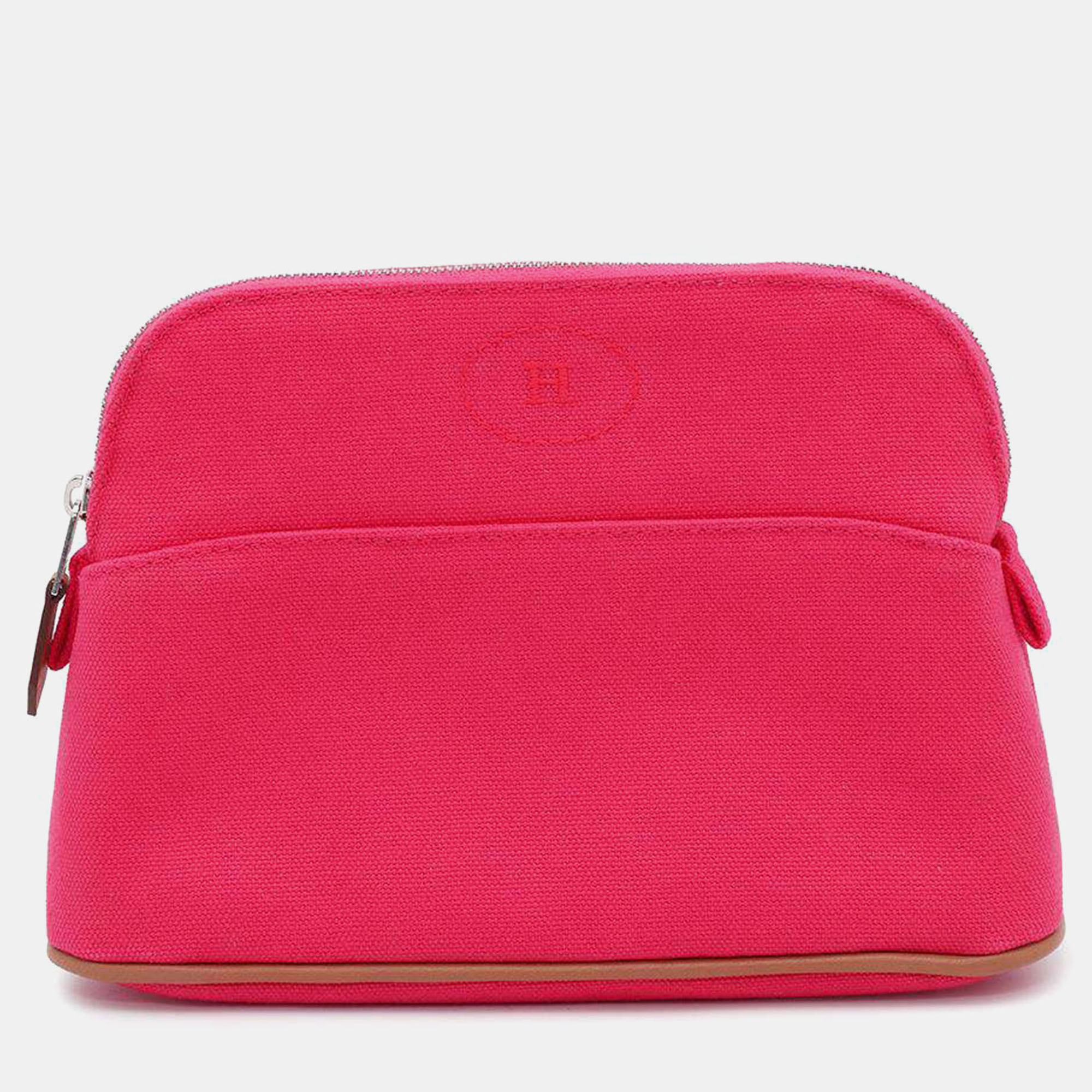 

Hermes Hibiscus Canvas Bolide PM Pouch, Pink