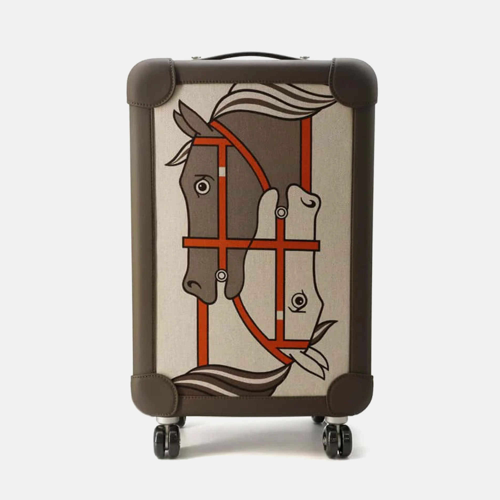 

Hermes Steeple Etain Toile H, Plume Taurillon, Legat Rolling Mobility Suitcase, Brown