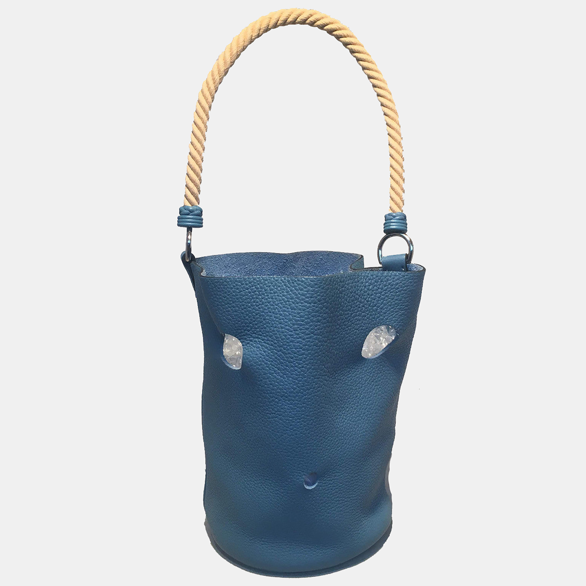 

Hermes Mangeoire Blue Jean Taurillon Clemence Leather Rope Handle Bucket Bag