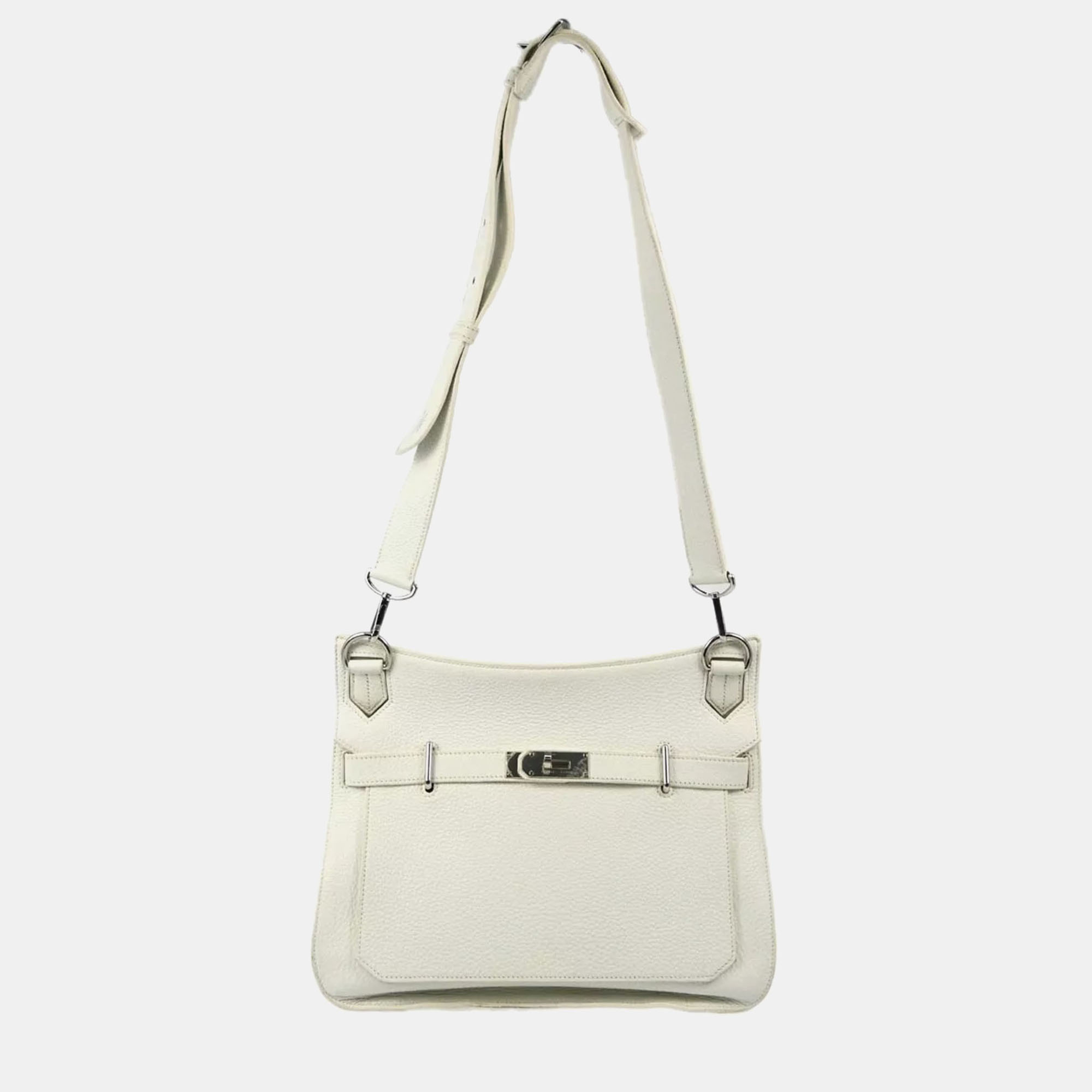 

Hermes White Taurillon Clemence Jypsiere 34 Shoulder Bag