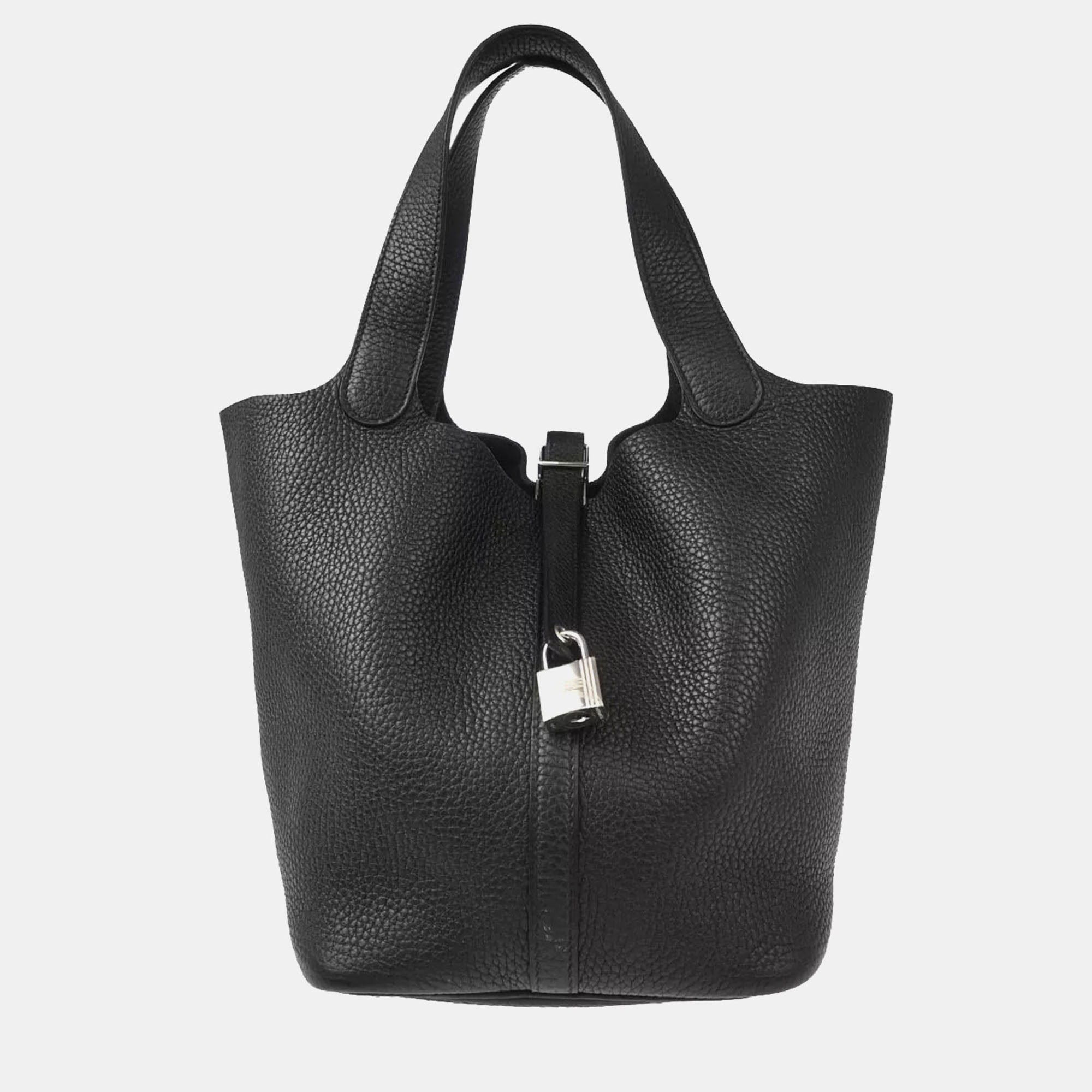 

Hermes Black Togo Leather Picotin Lock  Handbag