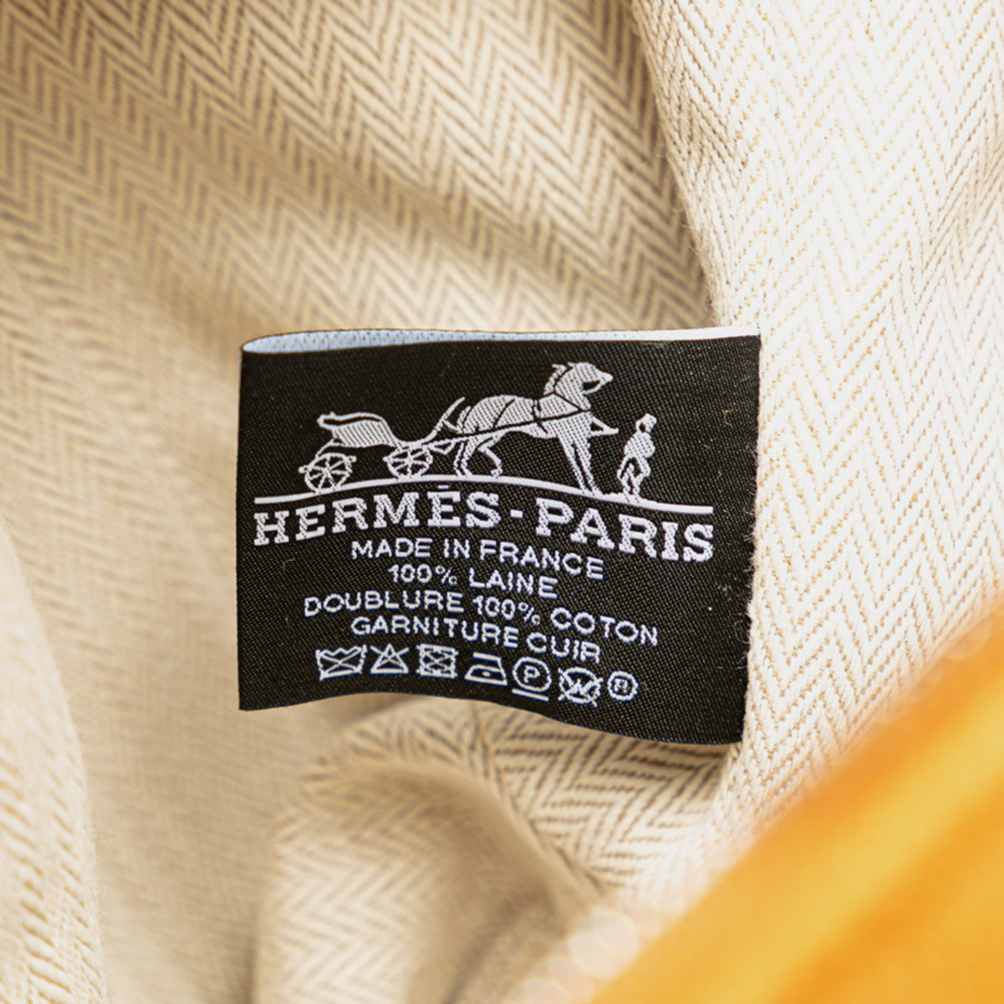 Hermes Yellow Canvas Brid A Black GM Handbag 