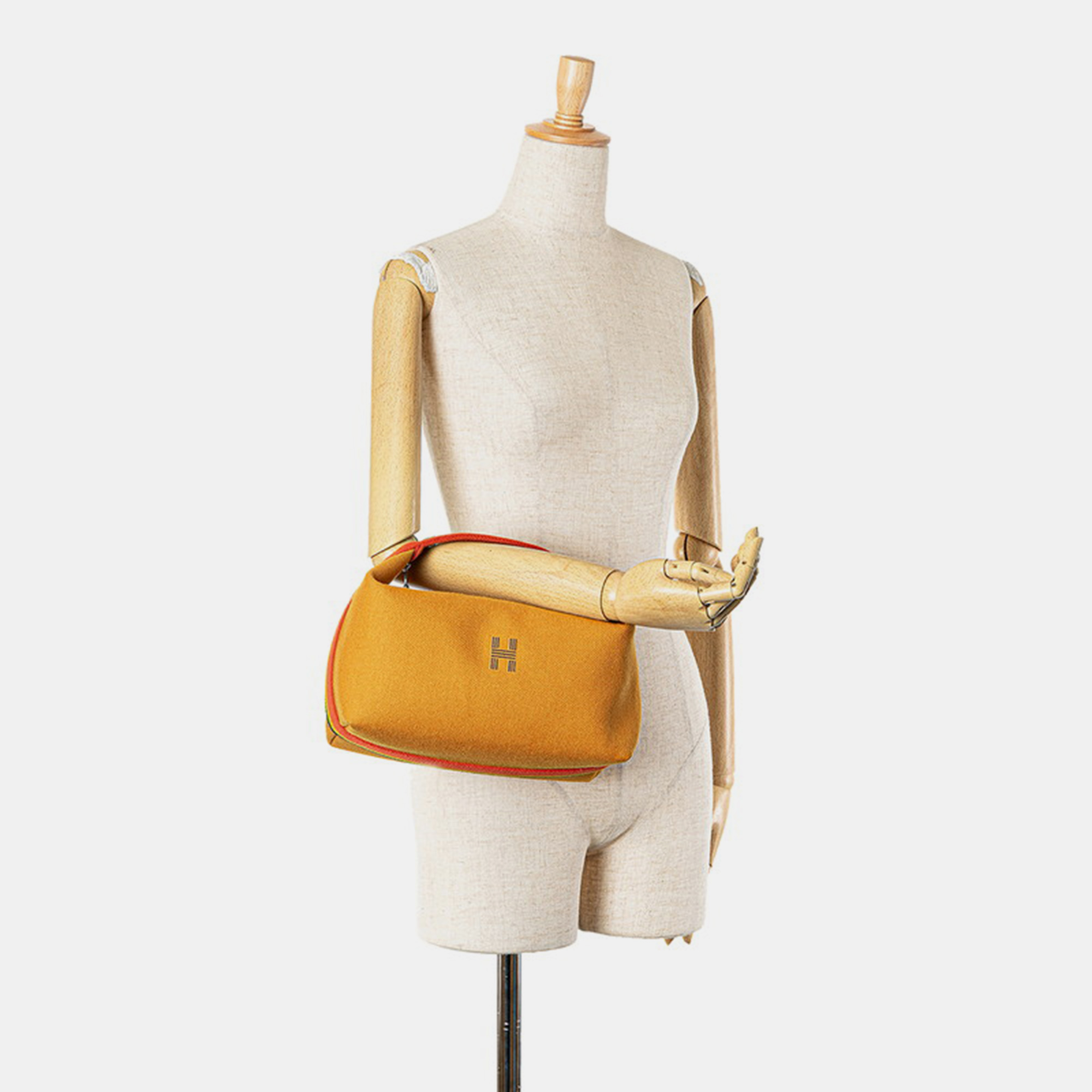 Hermes Yellow Canvas Brid A Black GM Handbag 