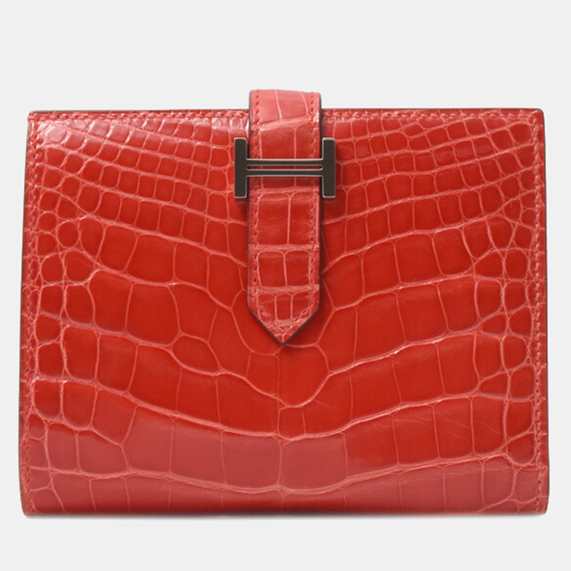 

Hermes Red Leather Bearn Compact Wallet