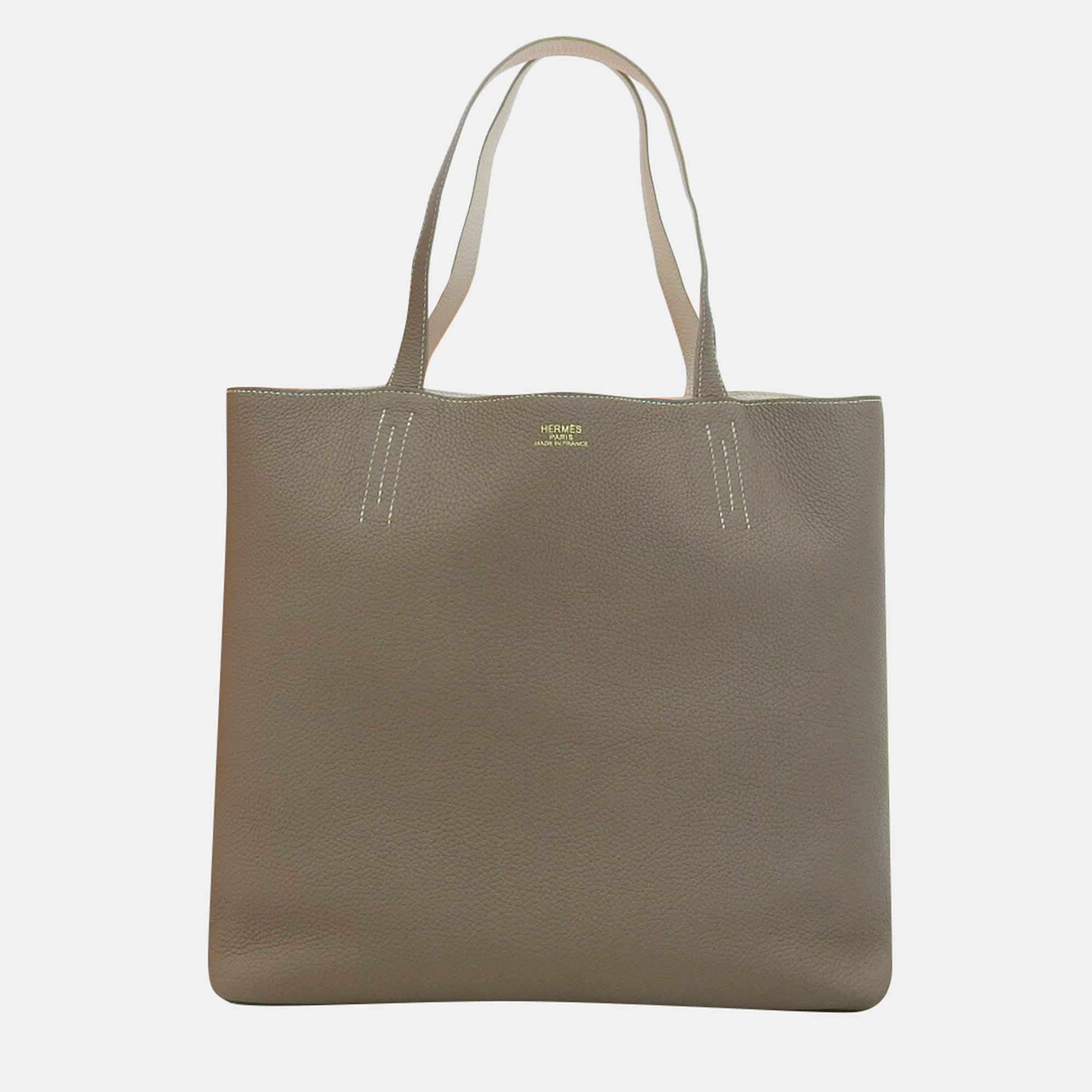 

Hermes Grey Leather Double Sens 36 Reversible Tote Bag