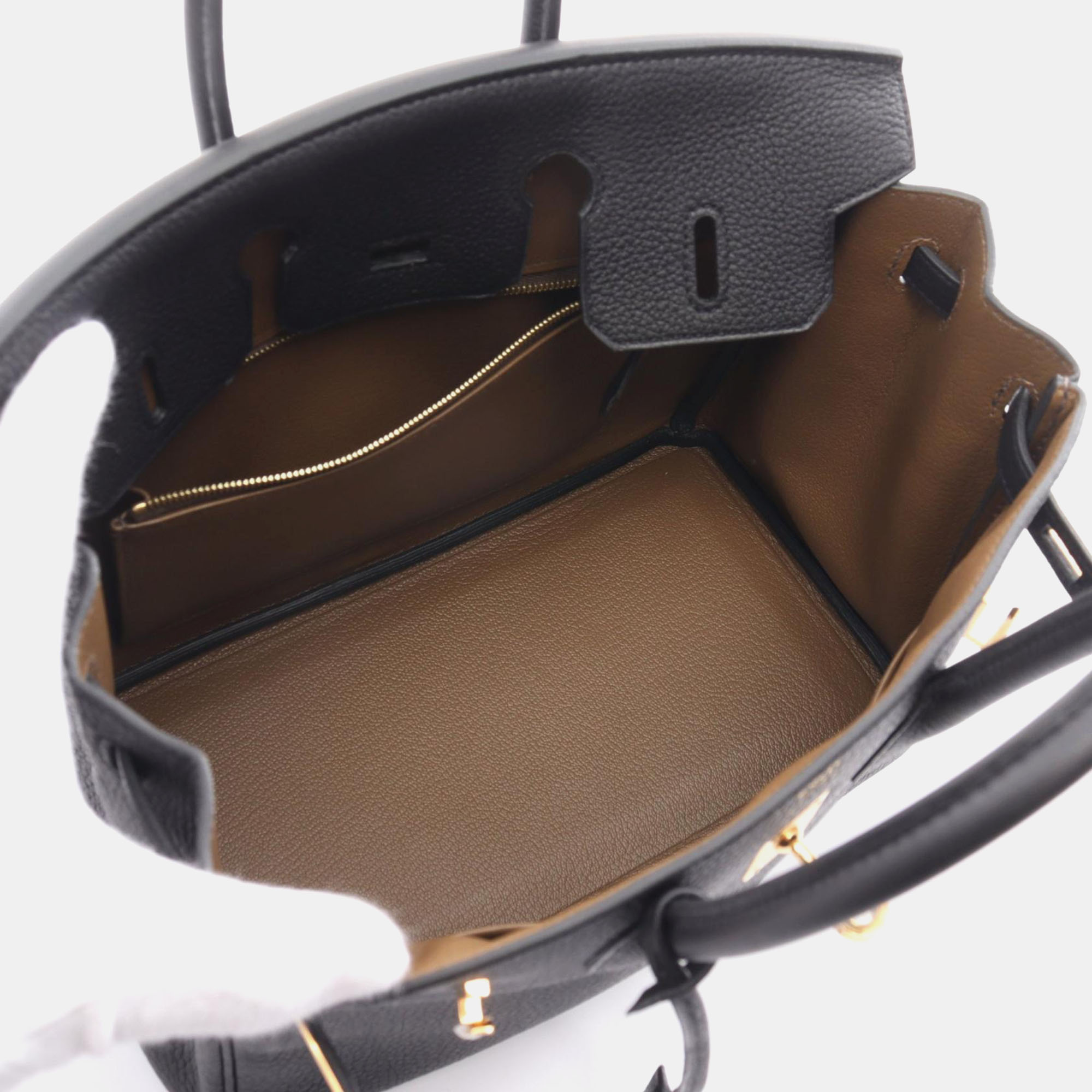 Hermes Black Leather Birkin 25 Verso Bag 