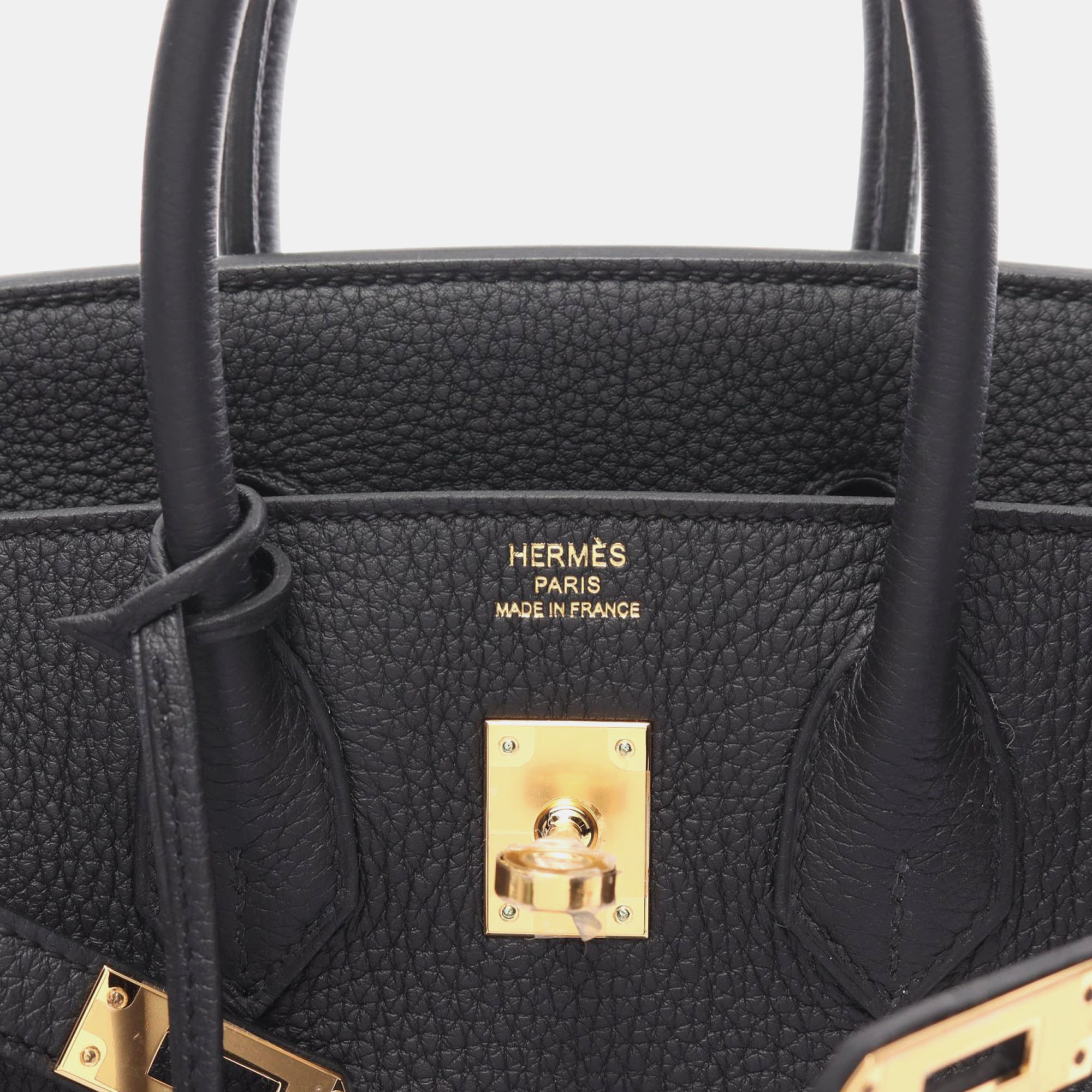 Hermes Black Leather Birkin 25 Verso Bag 
